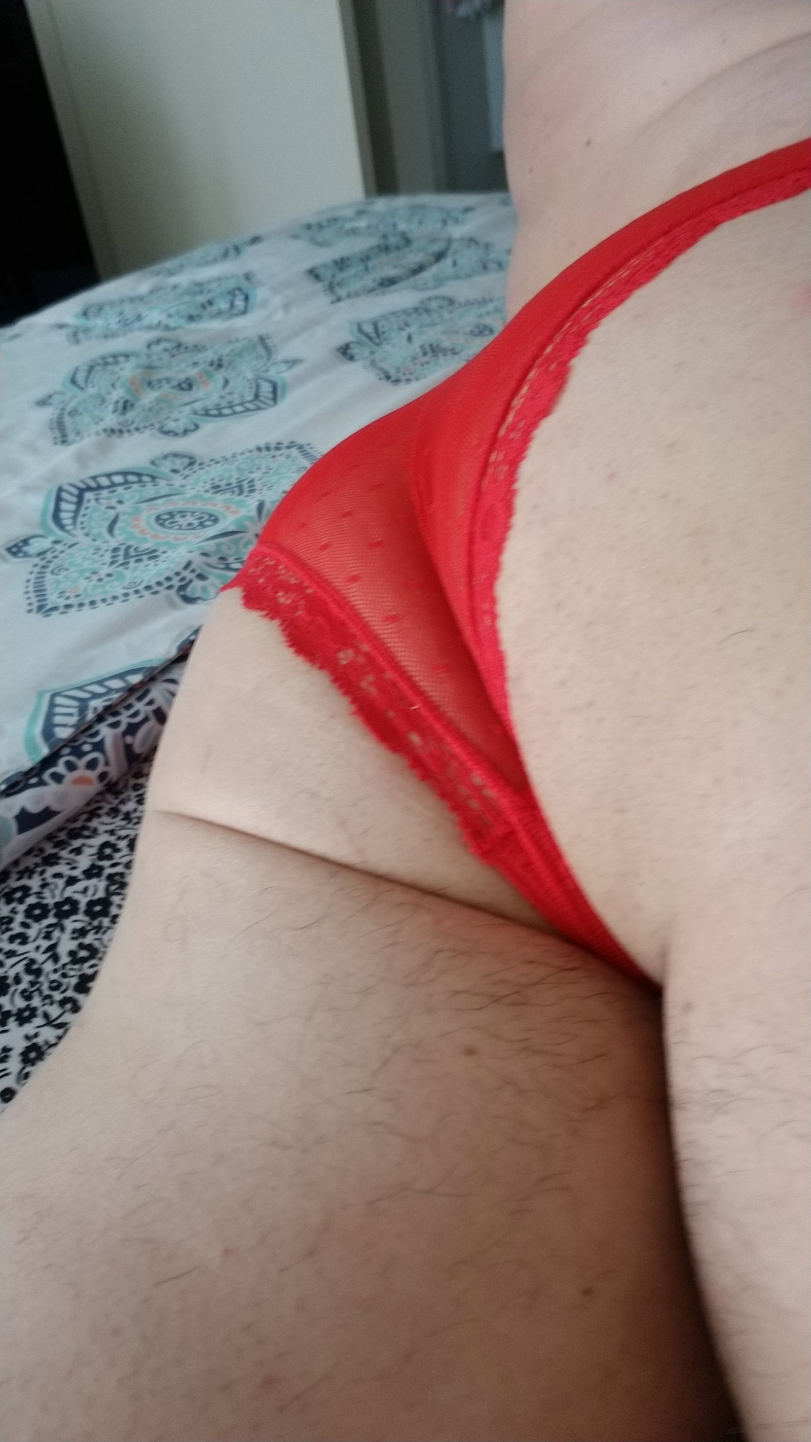 Photo by undefined with the username @undefined,  November 3, 2020 at 10:45 AM. The post is about the topic Boys in Panties and the text says 'Do you love Red Lace Panties?'