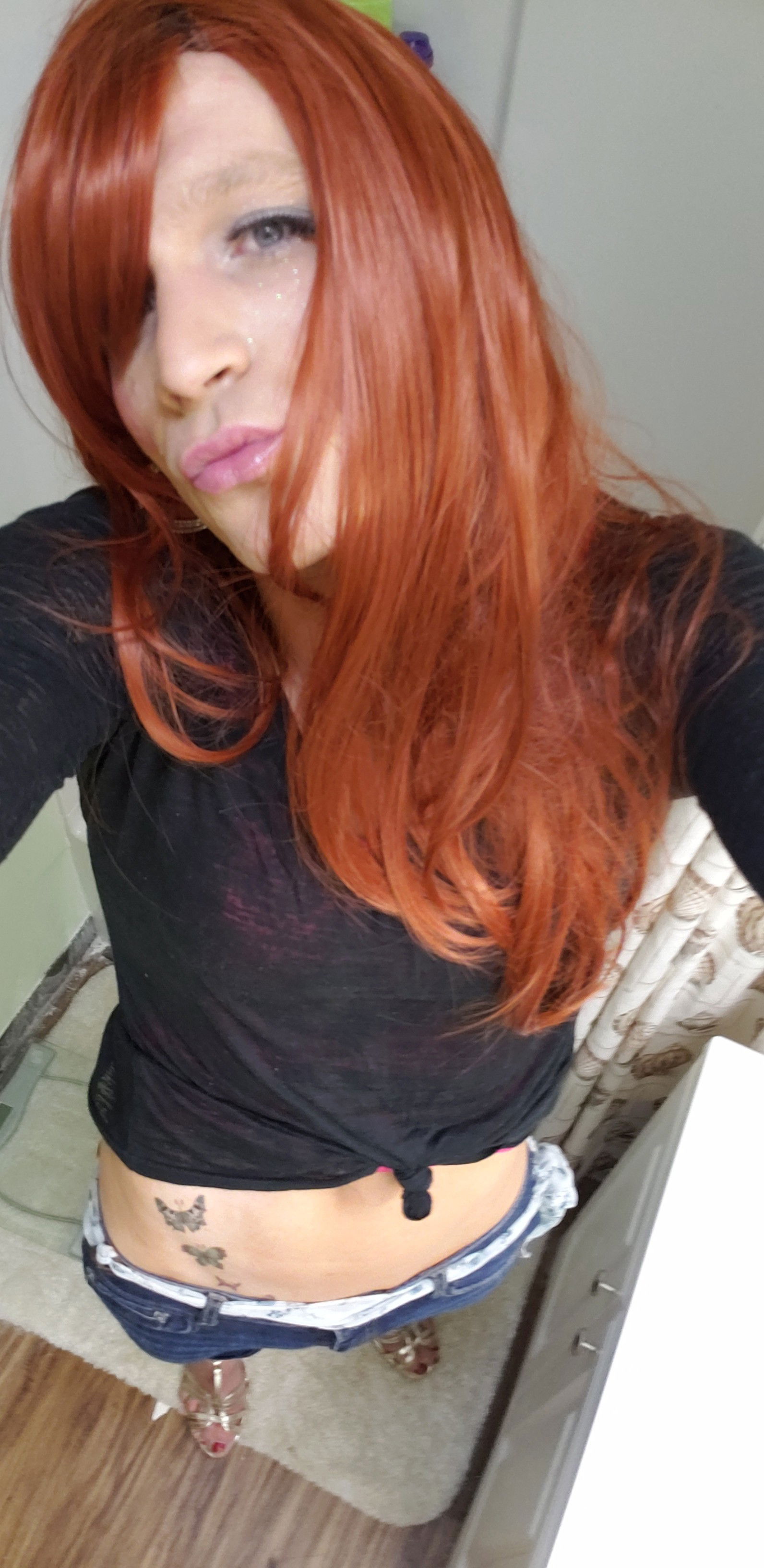 Photo by Kalliesissy with the username @Kalliesissy,  August 25, 2020 at 9:55 AM. The post is about the topic Sissy_Faggot and the text says 'me trying the red hair. The guy fucking me absolutely loved it. nothing is more satisfying then a guy finding me attractive and fucking me till he cums!!'