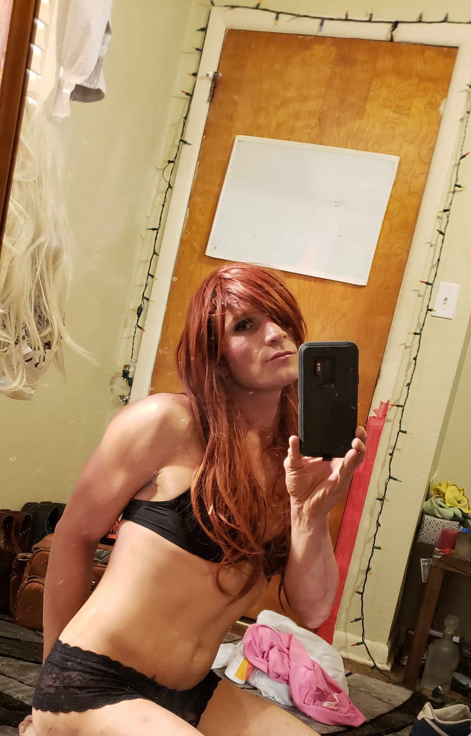 Photo by Kalliesissy with the username @Kalliesissy,  August 25, 2020 at 9:55 AM. The post is about the topic Sissy_Faggot and the text says 'me trying the red hair. The guy fucking me absolutely loved it. nothing is more satisfying then a guy finding me attractive and fucking me till he cums!!'