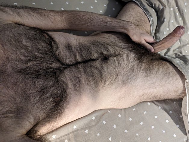 Photo by rblue with the username @rblue17,  March 9, 2024 at 12:03 PM. The post is about the topic Gay and the text says 'Look, there's a hairy man with a hard veiny dick waiting for you right now:'