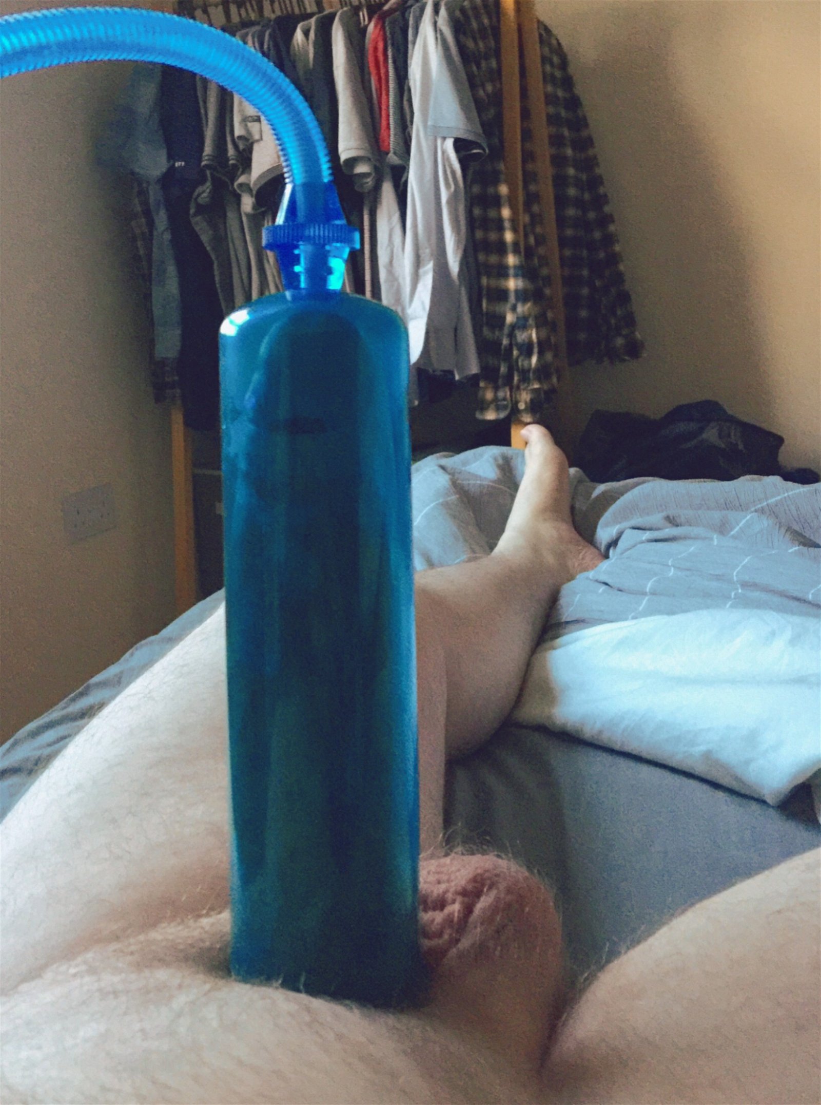 Photo by TwoHornyGays with the username @TwoHornyGays, who is a verified user,  December 23, 2018 at 12:29 PM. The post is about the topic Gay Toys and the text says 'Completely filling a 9” penis pump'