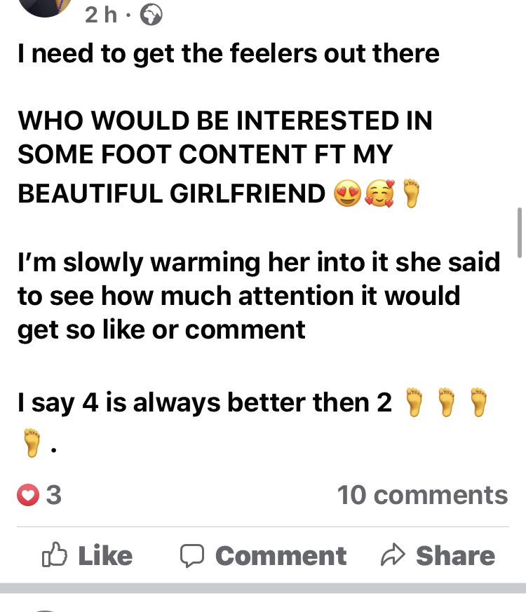 Album by Tickleme094 with the username @Tickleme094,  September 1, 2020 at 6:31 PM. The post is about the topic Sexy Feet and the text says 'check out my of'