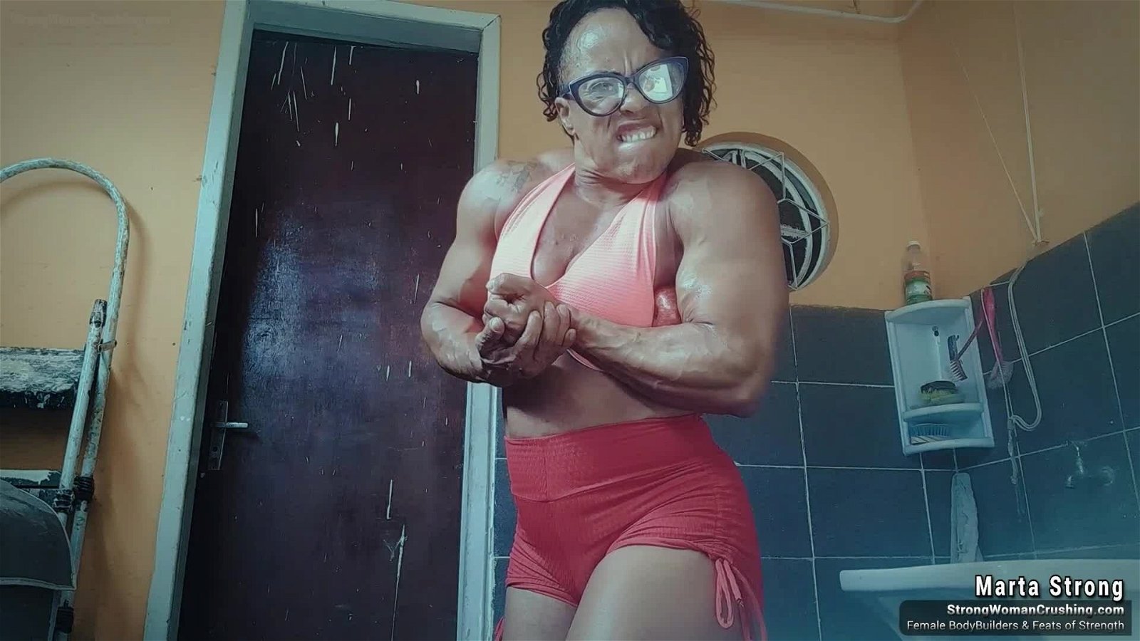 Watch the Photo by MusclegirlStrength with the username @MusclegirlStrength, who is a brand user, posted on August 25, 2023 and the text says '💪🏻 Get inspired and watch Marta Incredible Muscular Strength smash apples with her muscles! 🍏Visit https://www.strongwomancrushing.com/martastrong to buy a membership #martastrong #strongwomen #musclestrength #inspiration #femalemusclepower'
