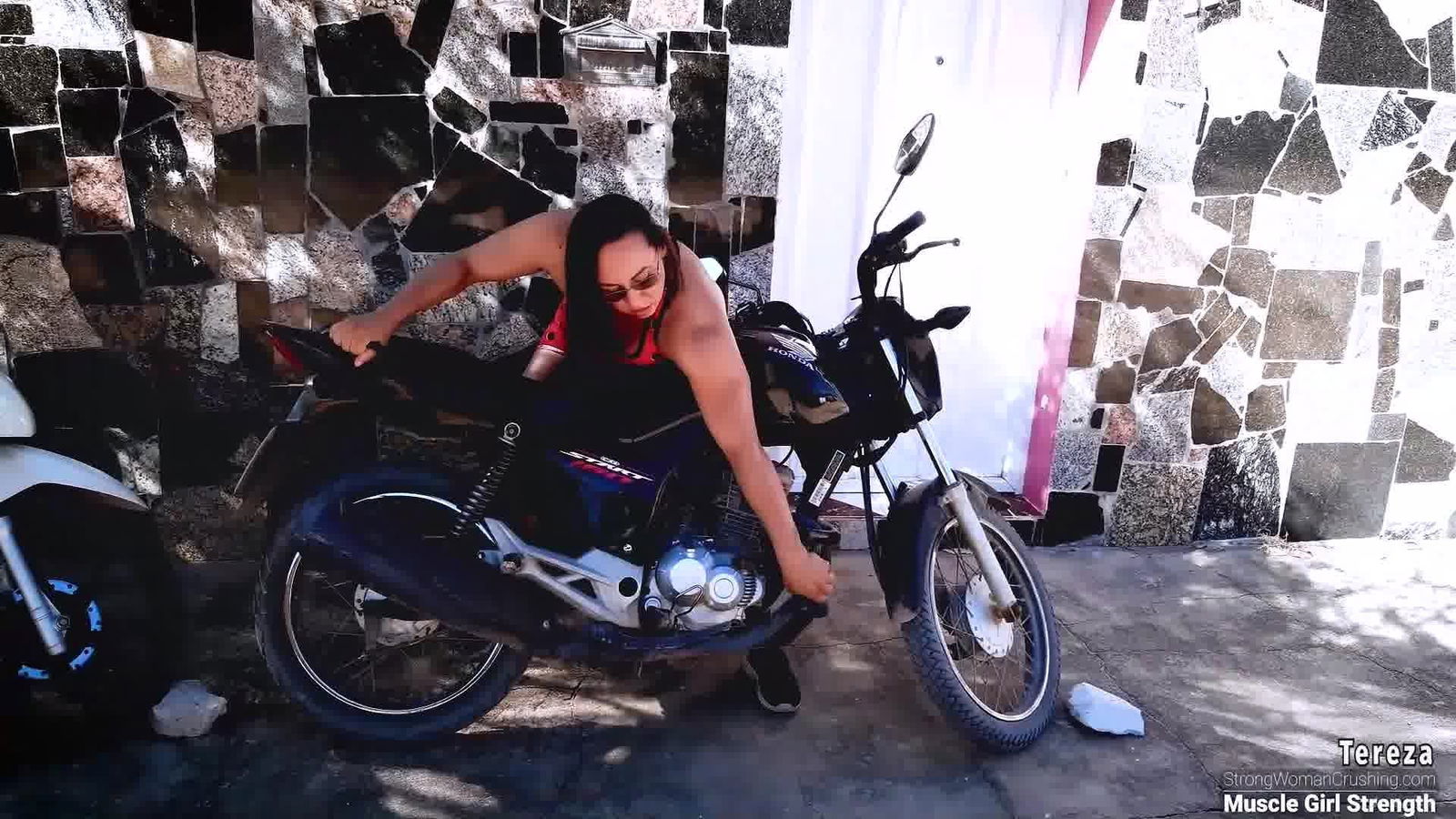 Album by MusclegirlStrength with the username @MusclegirlStrength, who is a brand user,  February 28, 2024 at 5:17 PM and the text says 'Unbelievable Strength: Tereza Lifts Motorcycle and Scooter!
Full Video: https://bit.ly/3y7A4bB

Experience the sheer power and sensuality of muscular female bodybuilders showcasing their strength through jaw-dropping feats - from lifting cars to..'