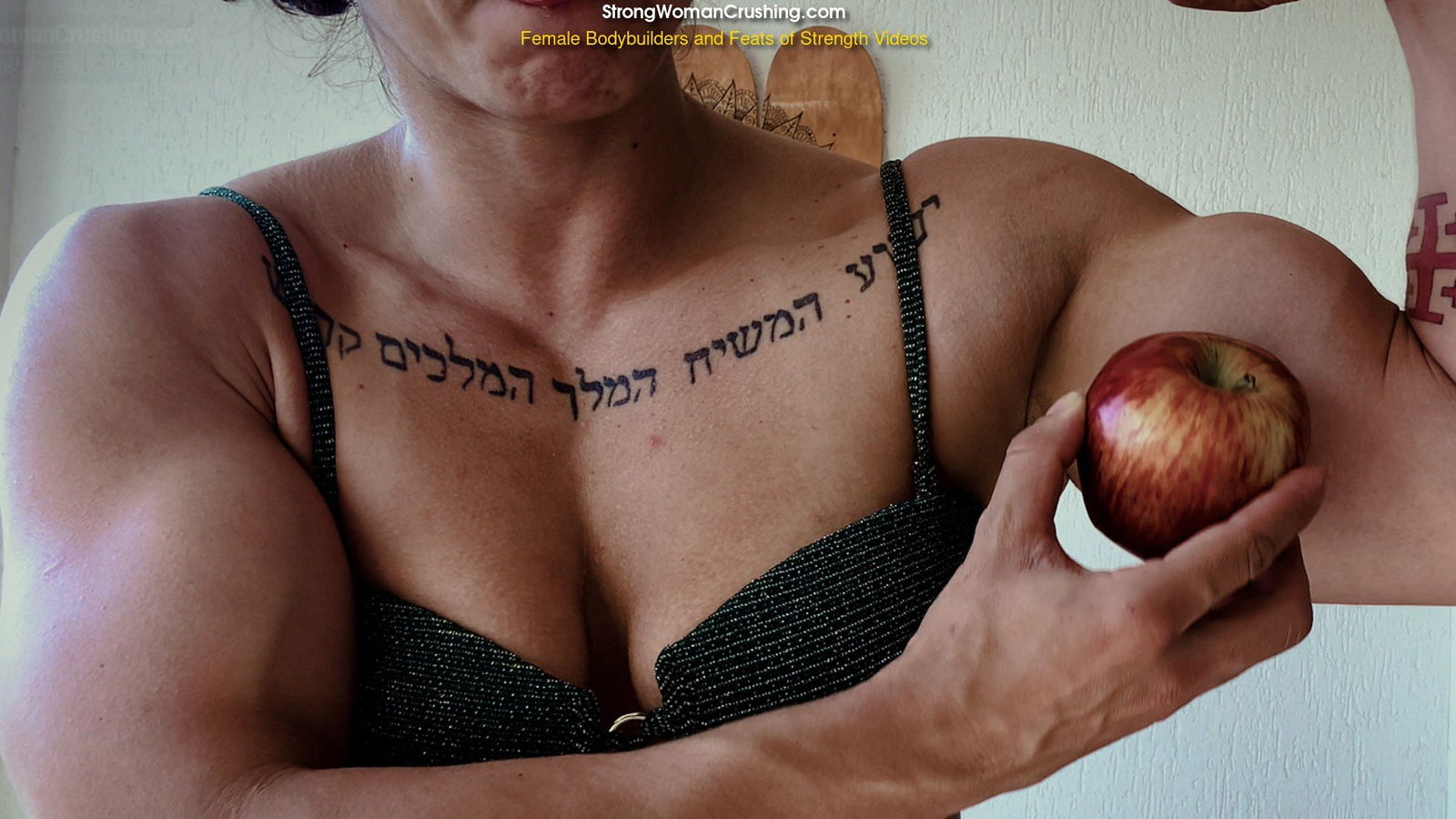 Album by MusclegirlStrength with the username @MusclegirlStrength, who is a brand user,  April 18, 2024 at 12:30 PM and the text says 'Sassenach Smashes Apples with Insane Strength!: StrongWomanCrushing.com

#musclegirl #musclegirllove #femalemuscle #femalemuscles #featsofstrength #MuscleCrush #PowerfulWomen #StrengthAndFruit'