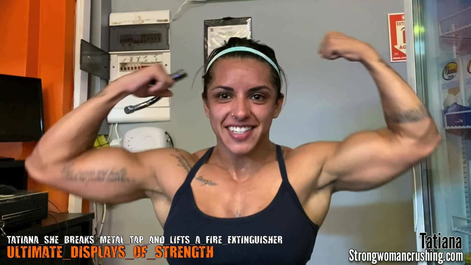 Photo by MusclegirlStrength with the username @MusclegirlStrength, who is a brand user,  August 27, 2023 at 12:15 AM and the text says '💪🔥 Check out this amazing video of Tatiana breaking metal and lifting a fire extinguisher! 🤩 Get your membership now to watch it at https://www.strongwomancrushing.com/ 🤩 #StrongWomanCrushing #WomenEmpowerment #FemaleStrength #Tatiana..'