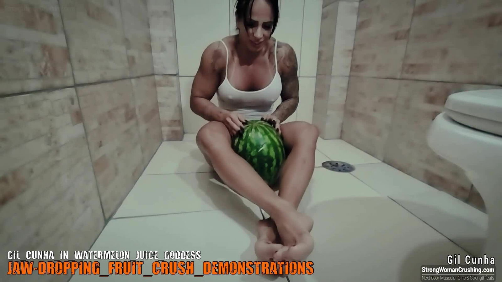 Photo by MusclegirlStrength with the username @MusclegirlStrength, who is a brand user,  October 21, 2023 at 1:30 PM and the text says '🔥 Join our membership and watch Gil Cunha in the Watermelon Juice Goddess video now! 🔥

Witness the stunning model, Gilcunha, crushing watermelons like a true goddess!

Visit www.strongwomancrushing.com

#femalebodybuilders #musclewomen..'