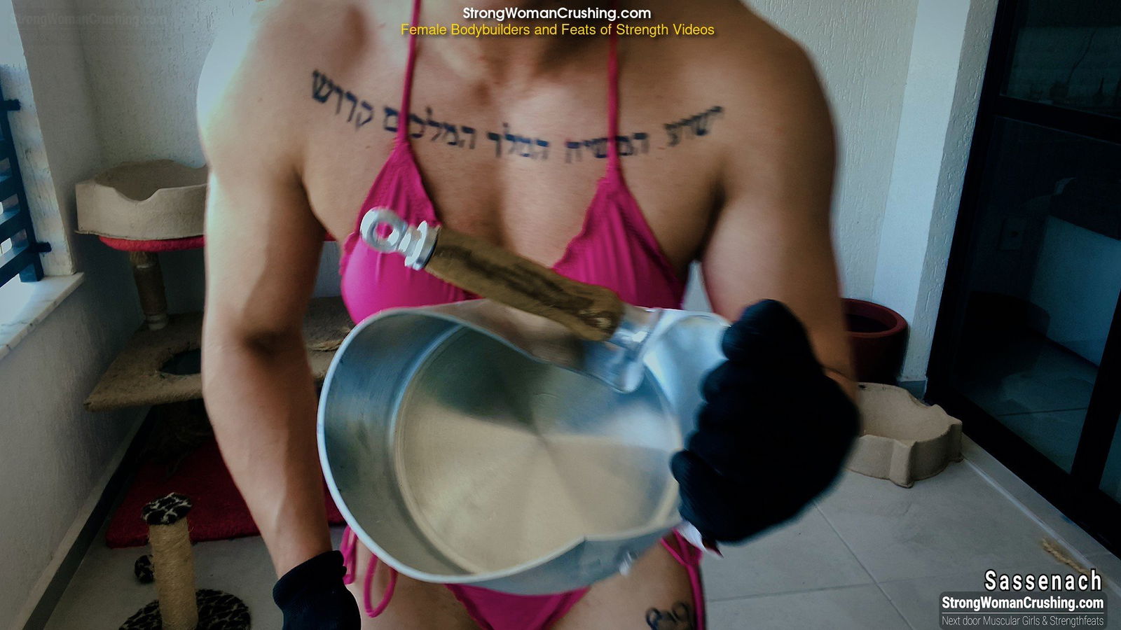 Album by MusclegirlStrength with the username @MusclegirlStrength, who is a brand user,  April 30, 2024 at 11:47 AM and the text says 'Muscle-Bound Sassenach Shatters Resistant Pans with Incredible Strength!: StrongWomanCrushing.com

#musclegirl #musclegirllove #femalemuscle #femalemuscles #featsofstrength #StrongWomen #MusclePower #StrengthGoals'