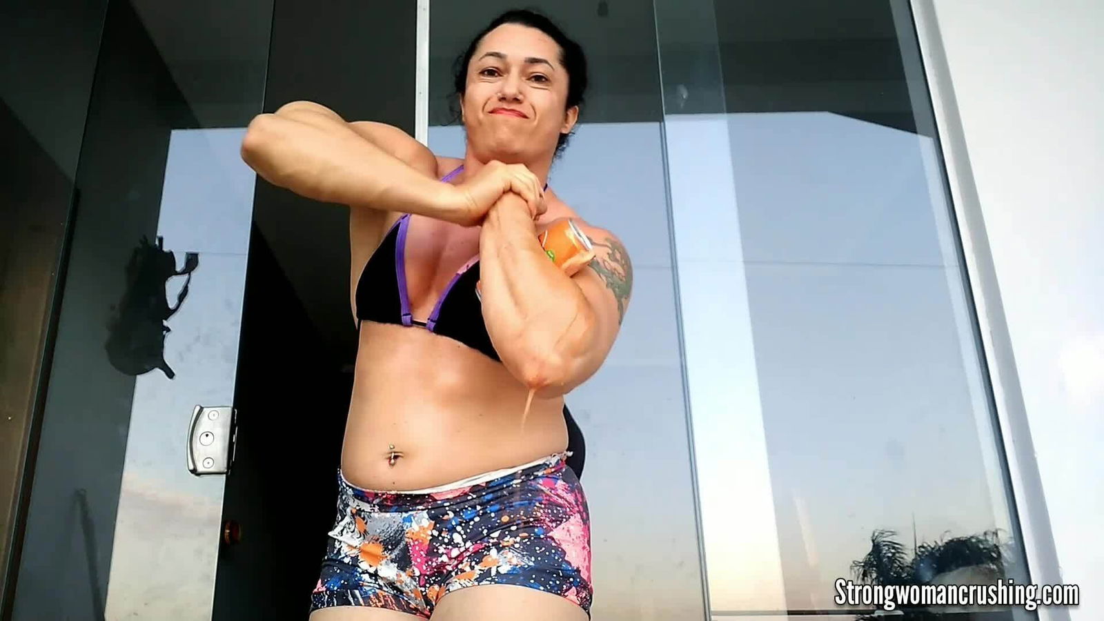 Album by MusclegirlStrength with the username @MusclegirlStrength, who is a brand user,  July 15, 2023 at 12:23 PM and the text says 'Crush your goals with Physique! 💪💪💪 Get your membership to watch the video about soda can-crushing power and become a strong woman. 💪💪💪 Visit StrongWomanCrushing.com now! 🔗 #StrongWomanCrushing #PowerfulWomen #CrushYourGoals #SodaCanCrushing..'