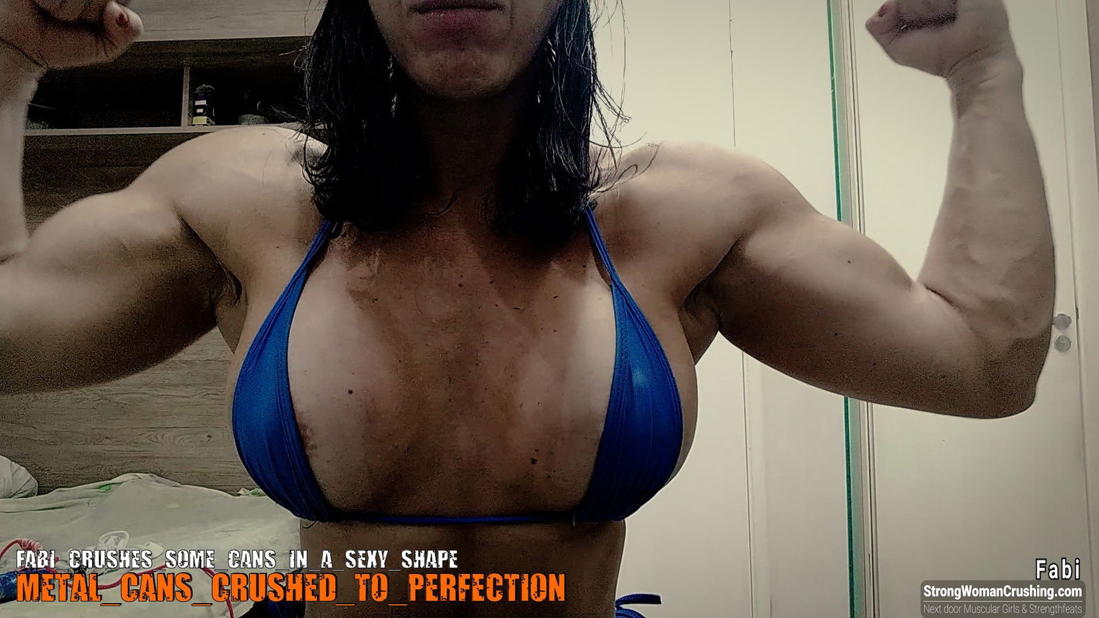 Album by MusclegirlStrength with the username @MusclegirlStrength, who is a brand user,  October 17, 2023 at 3:07 AM and the text says '🔥 Get ready to be amazed! 🔥

Watch Fabi, the epitome of strength and beauty, CRUSH cans like never before! 💪💥

Witness her powerful muscles in action and feel the adrenaline rush! 😱🔝

Don't miss out on this jaw-dropping video, only at..'