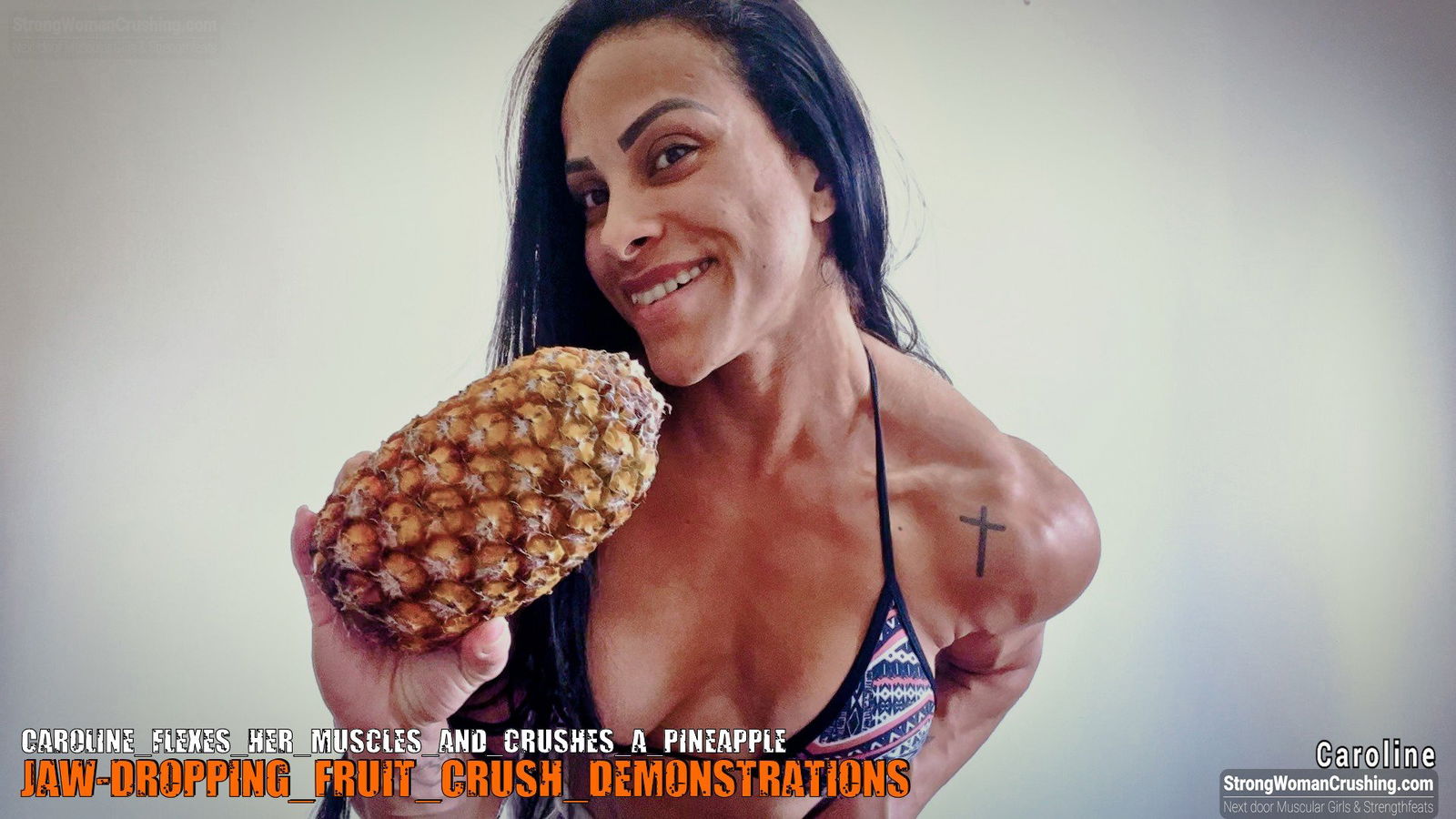 Photo by MusclegirlStrength with the username @MusclegirlStrength, who is a brand user,  October 27, 2023 at 12:37 AM and the text says '🔥Visit www.strongwomancrushing.com now to claim your membership!🔥

🔥 Get Your Membership Today and Watch Caroline Crush a Pineapple! 🔥

Are you ready to witness the incredible strength of our model Caroline? 🦾💪

Join our exclusive membership..'