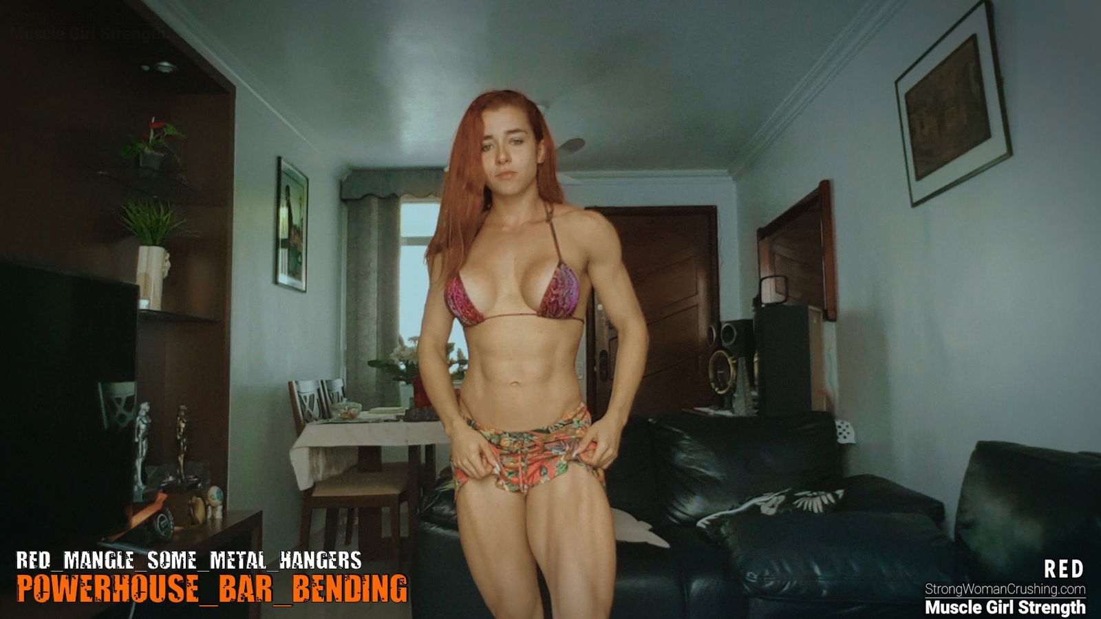 Album by MusclegirlStrength with the username @MusclegirlStrength, who is a brand user,  October 19, 2023 at 11:23 AM and the text says '🔥 Join our exclusive membership and watch Red Crush Metal Hangers! 🔥

Don't miss out on this epic video featuring our model Red as she showcases her incredible strength and power!

Visit www.strongwomancrushing.com

#MuscularWomen #FeatsOfStrength..'