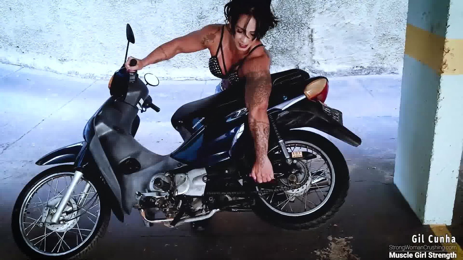 Photo by MusclegirlStrength with the username @MusclegirlStrength, who is a brand user,  January 19, 2024 at 12:12 PM and the text says 'Muscle Goddess Gil Cunha Lifts Scooter with Insane Strength!
Full Video: https://bit.ly/30iVkyz

Discover the power and sensuality of muscular female bodybuilders as they flex, lift cars, bend metal, and crush things - explore Gil Cunha's impressive..'