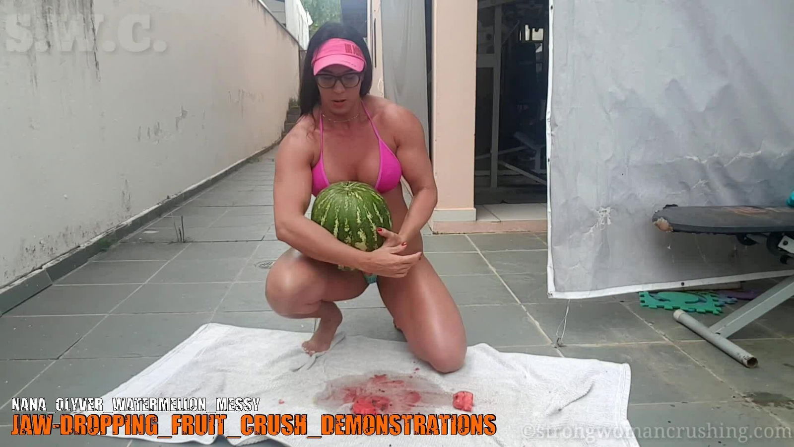 Photo by MusclegirlStrength with the username @MusclegirlStrength, who is a brand user,  September 22, 2023 at 3:01 PM and the text says '🍉🤩Who's ready to watch the hilarious video of 🤴Nana Olyver eating Watermelon 🍉Messy with Nana? 🤩Get your membership & watch now at www.strongwomancrushing.com 🤩 #watermelon #NanaOlyver #messywithNana #strongwomancrushing #membership'