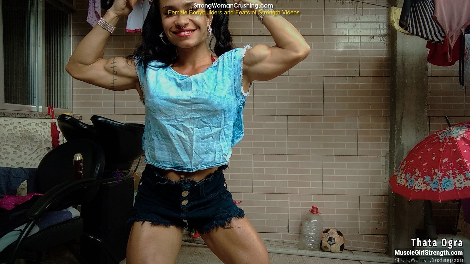 Album by MusclegirlStrength with the username @MusclegirlStrength, who is a brand user,  June 5, 2024 at 1:26 PM and the text says 'Thata Ogra Unleashes Her Power - Clothes Ripping Showdown!:
https://www.strongwomancrushing.com/2021/12/10/thata-ogra-rips-her-clothes-like-a-goddess/

Thata Ogra uses her shredded physique and rips some clothes from her muscles.

#musclegirl..'