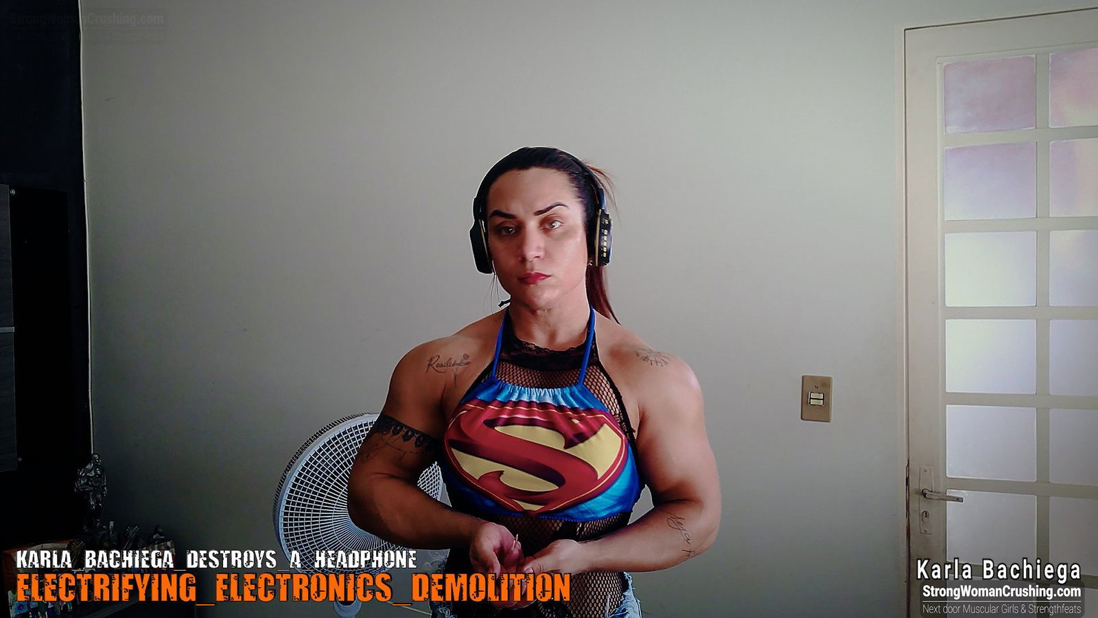 Album by MusclegirlStrength with the username @MusclegirlStrength, who is a brand user,  October 1, 2023 at 11:09 PM and the text says '🔥💪🏼 Check out the amazing video of Karla Bachiega destroying a headphone! 🤯 Get your membership now to watch it at www.strongwomancrushing.com 🤩 #StrongWomanCrushing #KarlaBachiega #HeadphoneCrushing #CrushIt #WomenEmpowerment'