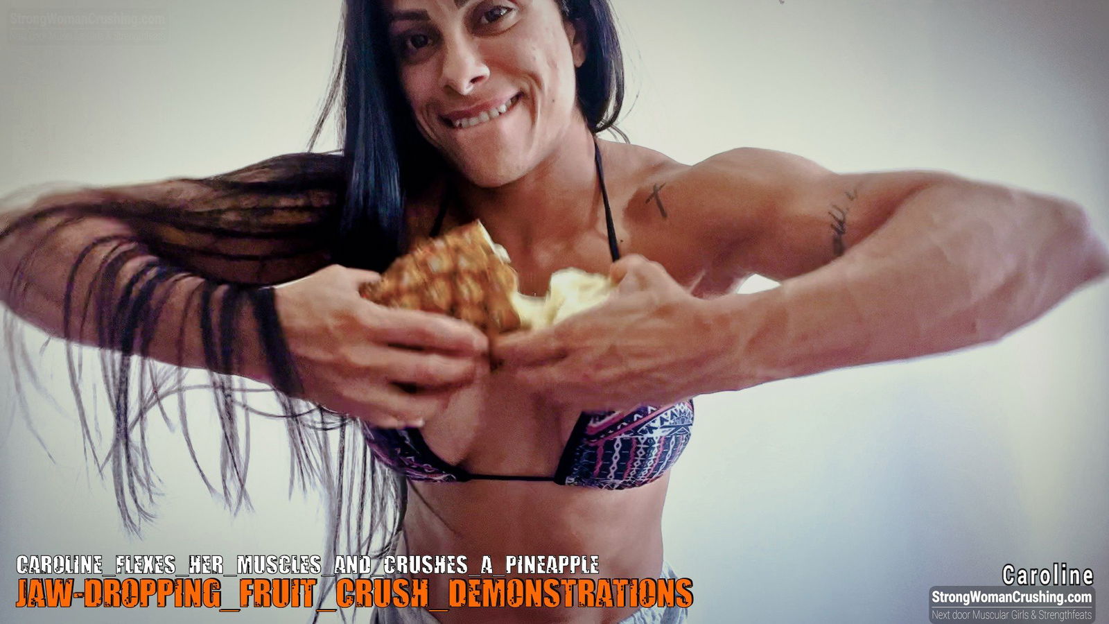 Photo by MusclegirlStrength with the username @MusclegirlStrength, who is a brand user,  October 27, 2023 at 12:37 AM and the text says '🔥Visit www.strongwomancrushing.com now to claim your membership!🔥

🔥 Get Your Membership Today and Watch Caroline Crush a Pineapple! 🔥

Are you ready to witness the incredible strength of our model Caroline? 🦾💪

Join our exclusive membership..'