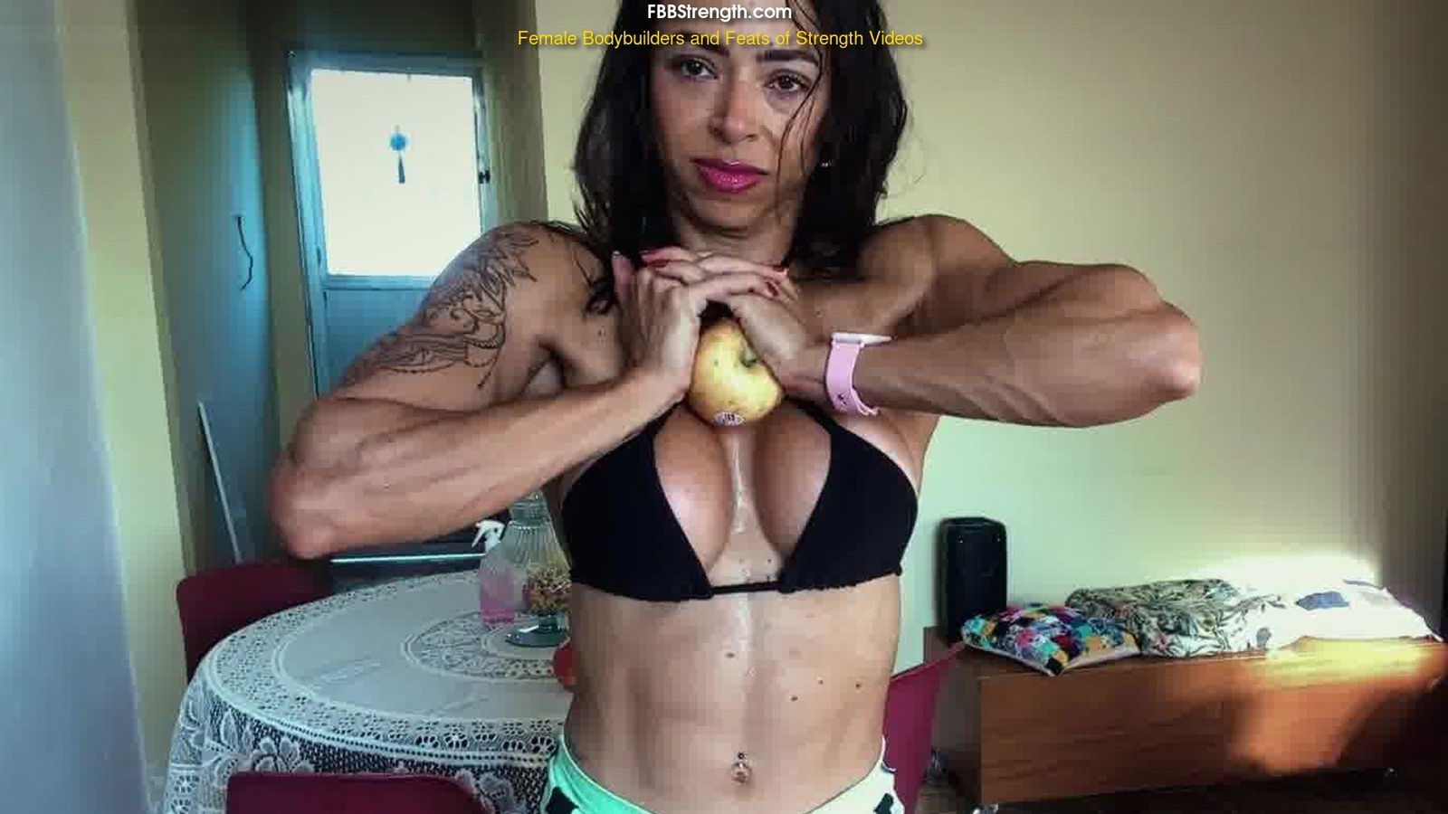 Photo by MusclegirlStrength with the username @MusclegirlStrength, who is a brand user,  April 13, 2024 at 12:17 PM and the text says 'Muscle Goddess Lidia Crushes Apples with Insane Strength!: StrongWomanCrushing.com

#musclegirl #musclegirllove #femalemuscle #femalemuscles #featsofstrength #StrongAppleSquad #MuscleCrushMonday #PowerfulFruitWarriors'