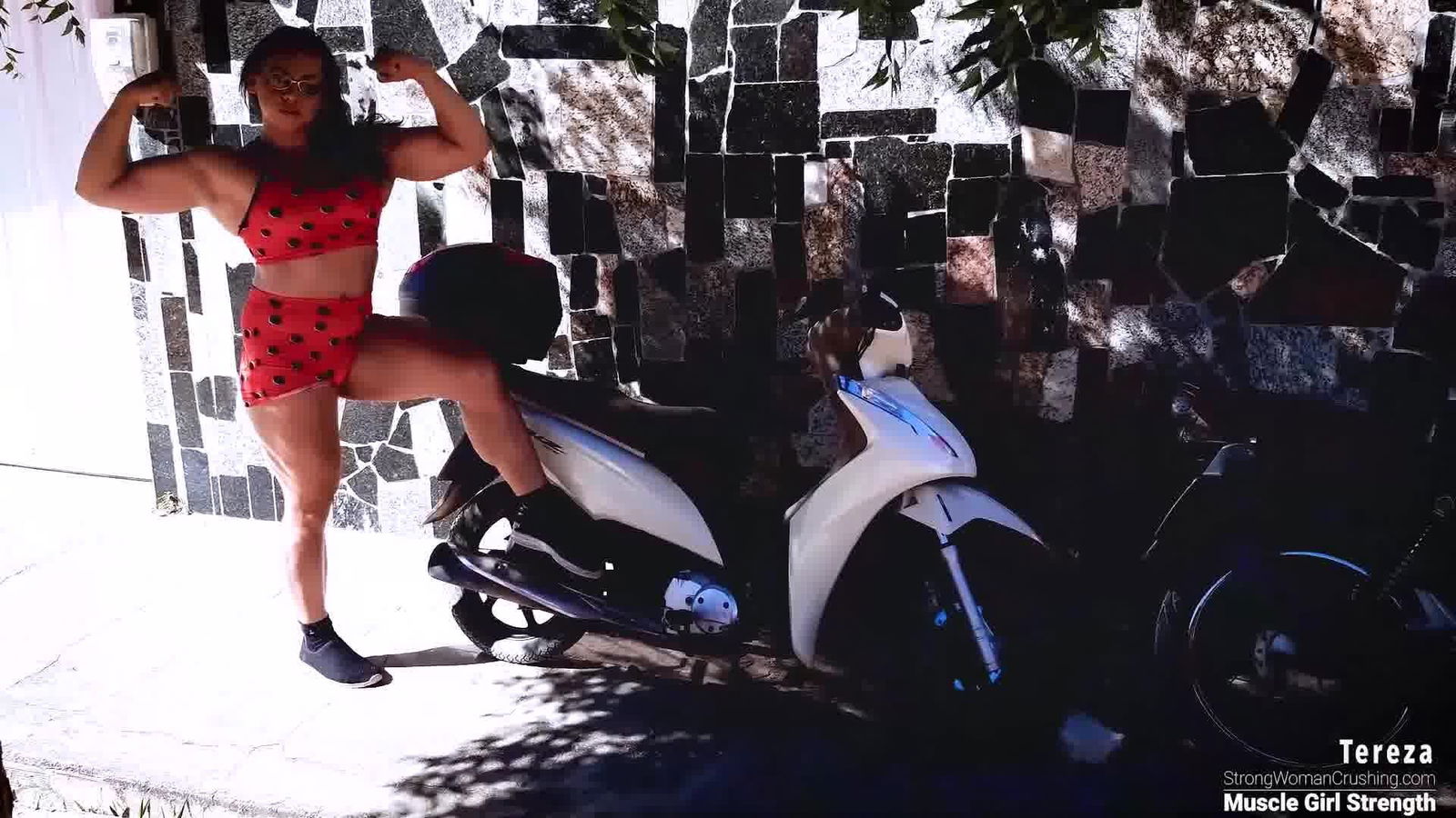 Album by MusclegirlStrength with the username @MusclegirlStrength, who is a brand user,  February 28, 2024 at 5:17 PM and the text says 'Unbelievable Strength: Tereza Lifts Motorcycle and Scooter!
Full Video: https://bit.ly/3y7A4bB

Experience the sheer power and sensuality of muscular female bodybuilders showcasing their strength through jaw-dropping feats - from lifting cars to..'