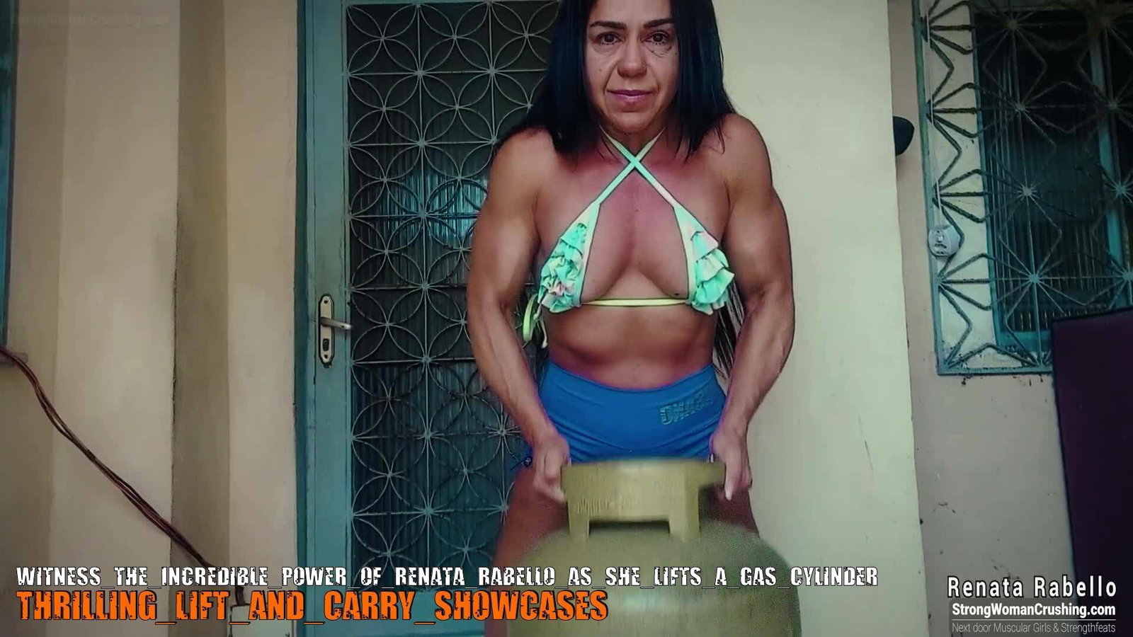 Photo by MusclegirlStrength with the username @MusclegirlStrength, who is a brand user,  September 14, 2023 at 9:11 PM and the text says '👀Want to see the 💪incredible 💪power of Renata Rabello as she lifts a gas cylinder? 🤩Get your 🆕membership now and check out the video at www.strongwomancrushing.com 📲 #RenataRabello #IncrediblePower #StrongWoman #GasCylinder #Membership'