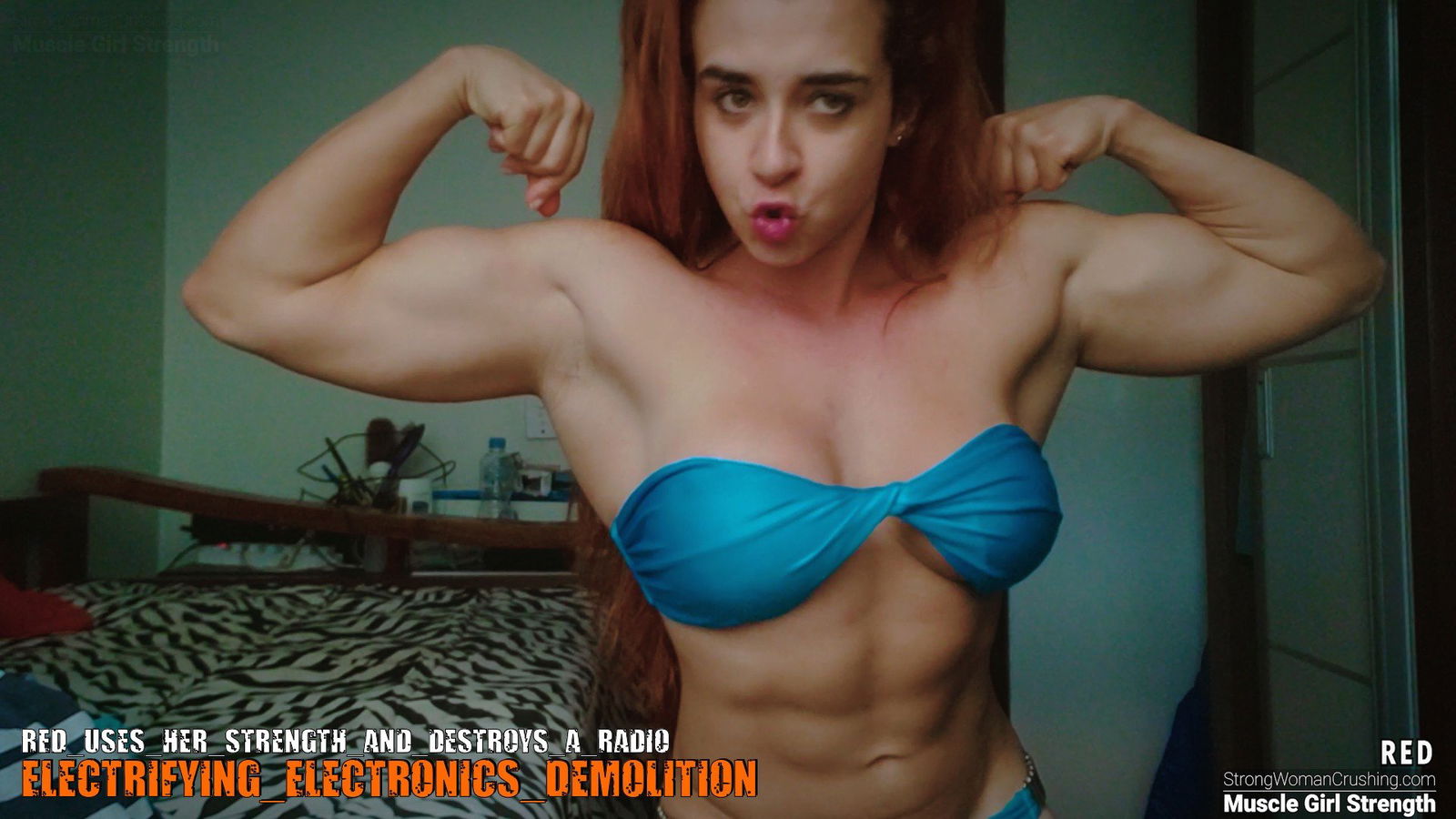 Album by MusclegirlStrength with the username @MusclegirlStrength, who is a brand user,  October 20, 2023 at 8:19 PM and the text says '🔥 Get your membership now and watch Red 💪 destroy a radio! 🔴

Don't miss out on this amazing video of Red, our strong model, showcasing her immense strength as she crushes a radio in her hands. 😱🔊

Ready to witness the incredible power of a..'