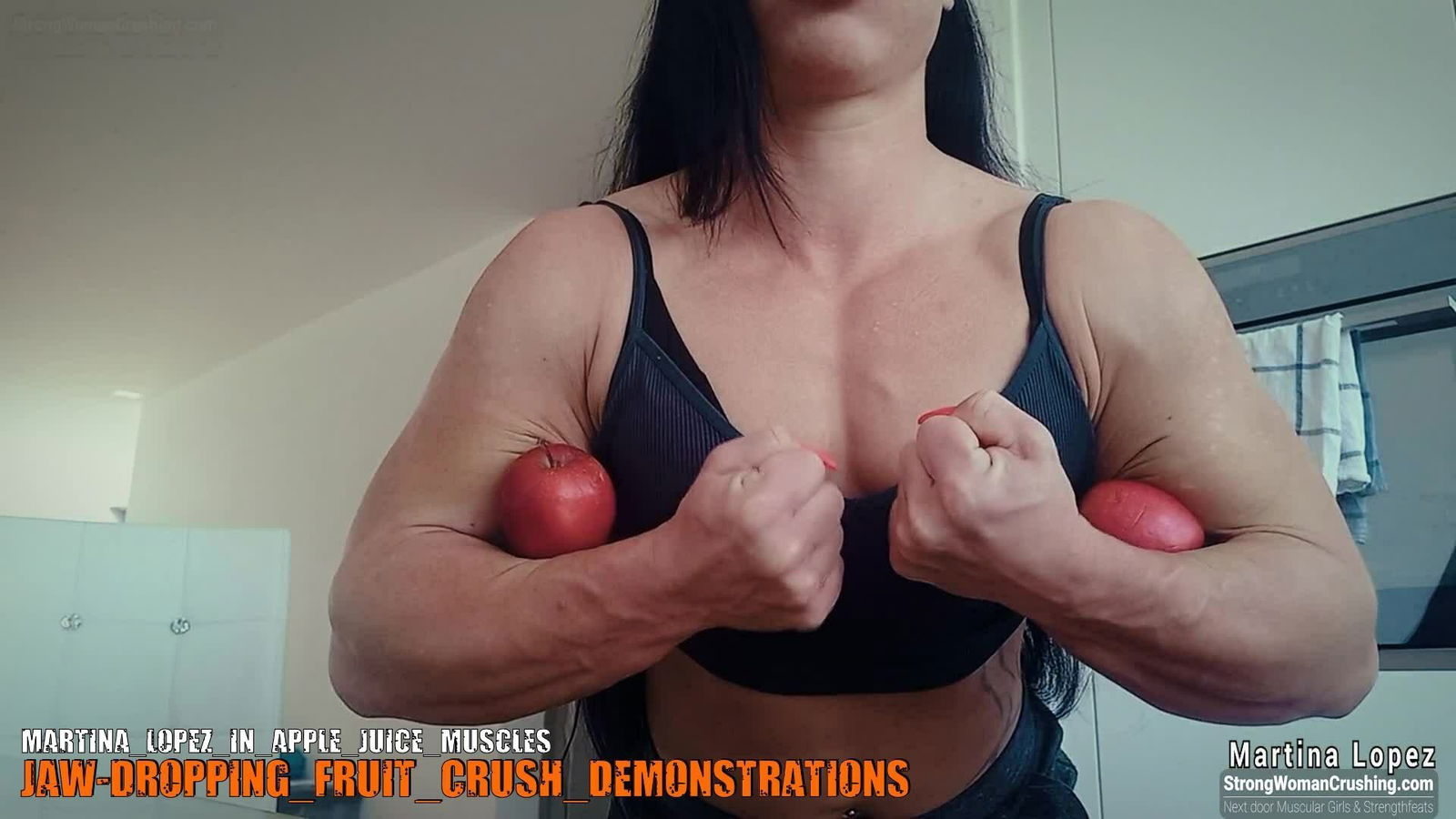 Album by MusclegirlStrength with the username @MusclegirlStrength, who is a brand user,  October 29, 2023 at 3:23 PM and the text says 'Visit www.StrongWomanCrushing.com and become a member today!

🔥 Calling all muscle-loving men! Don't miss out on this incredible video featuring the stunning Martina Lopez and her mind-blowing apple juice muscles! 🍎💪
Click here to watch the video..'