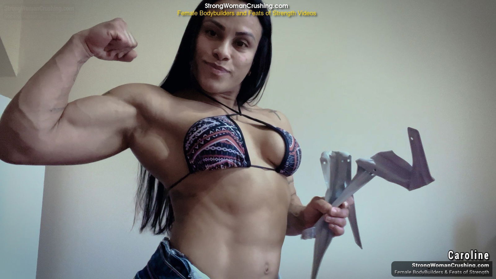 Album by MusclegirlStrength with the username @MusclegirlStrength, who is a brand user,  May 14, 2024 at 11:50 AM and the text says 'Caroline Crushes Metal Brackets with Insane Muscular Power!: https://www.strongwomancrushing.com/

#musclegirl #musclegirllove #femalemuscle #femalemuscles #featsofstrength #MuscleMavens #StrengthQueens #FlexAndBend'