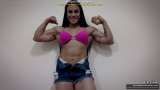 Photo by MusclegirlStrength with the username @MusclegirlStrength, who is a brand user,  May 31, 2024 at 1:52 AM and the text says 'Muscle Goddess Caroline Crushes Apples with Insane Strength!:
https://www.strongwomancrushing.com/2023/11/23/caroline-jaw-dropping-display-of-muscular-might-as-she-obliterates-apples/

Watch Caroline unleash her incredible power as she crushes apples..'