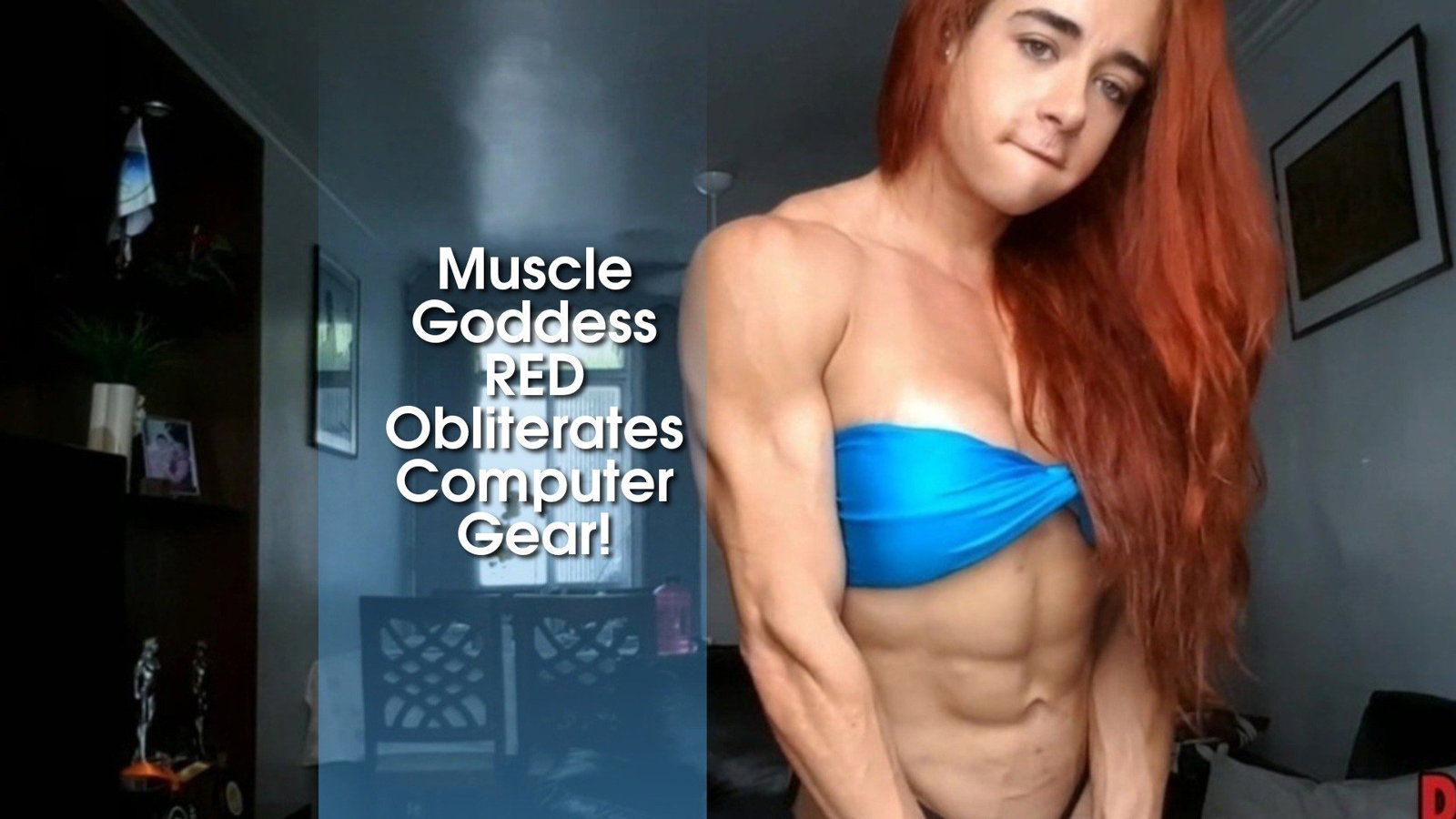 Photo by MusclegirlStrength with the username @MusclegirlStrength, who is a brand user,  January 7, 2024 at 3:40 PM and the text says 'Muscle Goddess RED Obliterates Computer Gear!
Link: https://bit.ly/3mEv4GF

#MuscularFemales #StrongGirls #BendMetal #FlexingMuscles #FeatsOfStrength #PowerfulWomen #LiftingCars #CrushingThighs #SensualStrength #MuscleGoddesses #FemaleBodybuilding..'