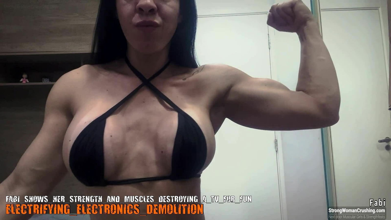 Album by MusclegirlStrength with the username @MusclegirlStrength, who is a brand user,  October 5, 2023 at 12:00 PM and the text says '🔥💪 Ready to witness pure power and strength? Join us at www.strongwomancrushing.com and watch Fabi unleash her might as she demolishes a TV! 💥📺

💻🔐 Don't miss out on exclusive content, become a member today! 🎥🔒

#StrongWomanCrushing..'