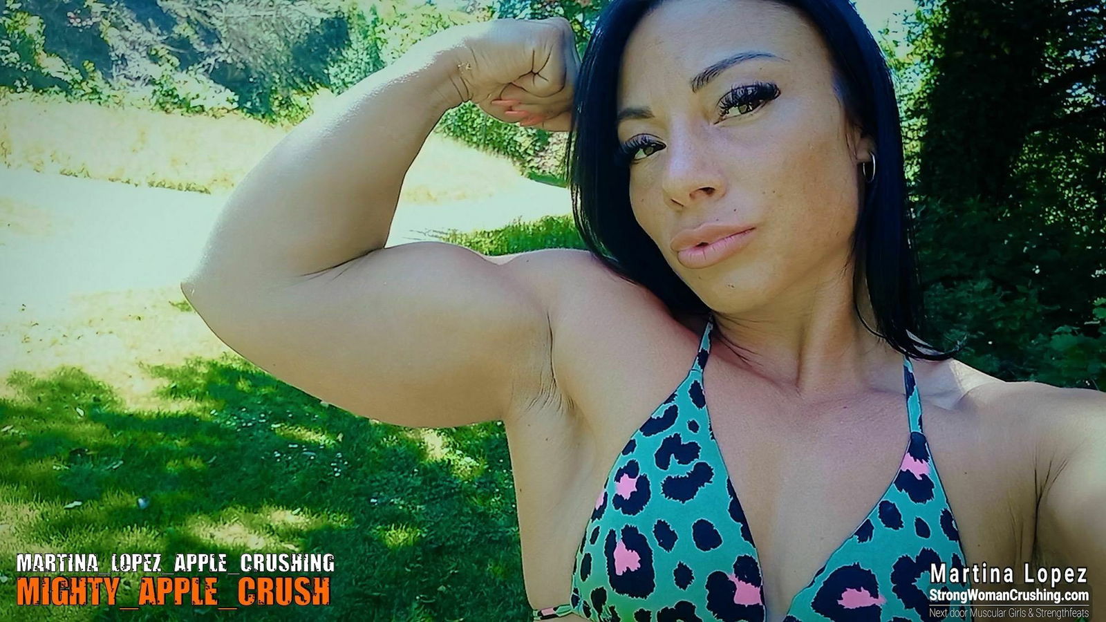 Album by MusclegirlStrength with the username @MusclegirlStrength, who is a brand user,  October 10, 2023 at 3:43 PM and the text says '🚺💪🍎 Want to witness Martina Lopez's powerful apple crushing skills? 
🎥🔥 Join our strongwoman community at www.strongwomancrushing.com and get exclusive access to her jaw-dropping video! 
💥📲 Don't miss out on this epic display of strength! 💯✨ 

..'