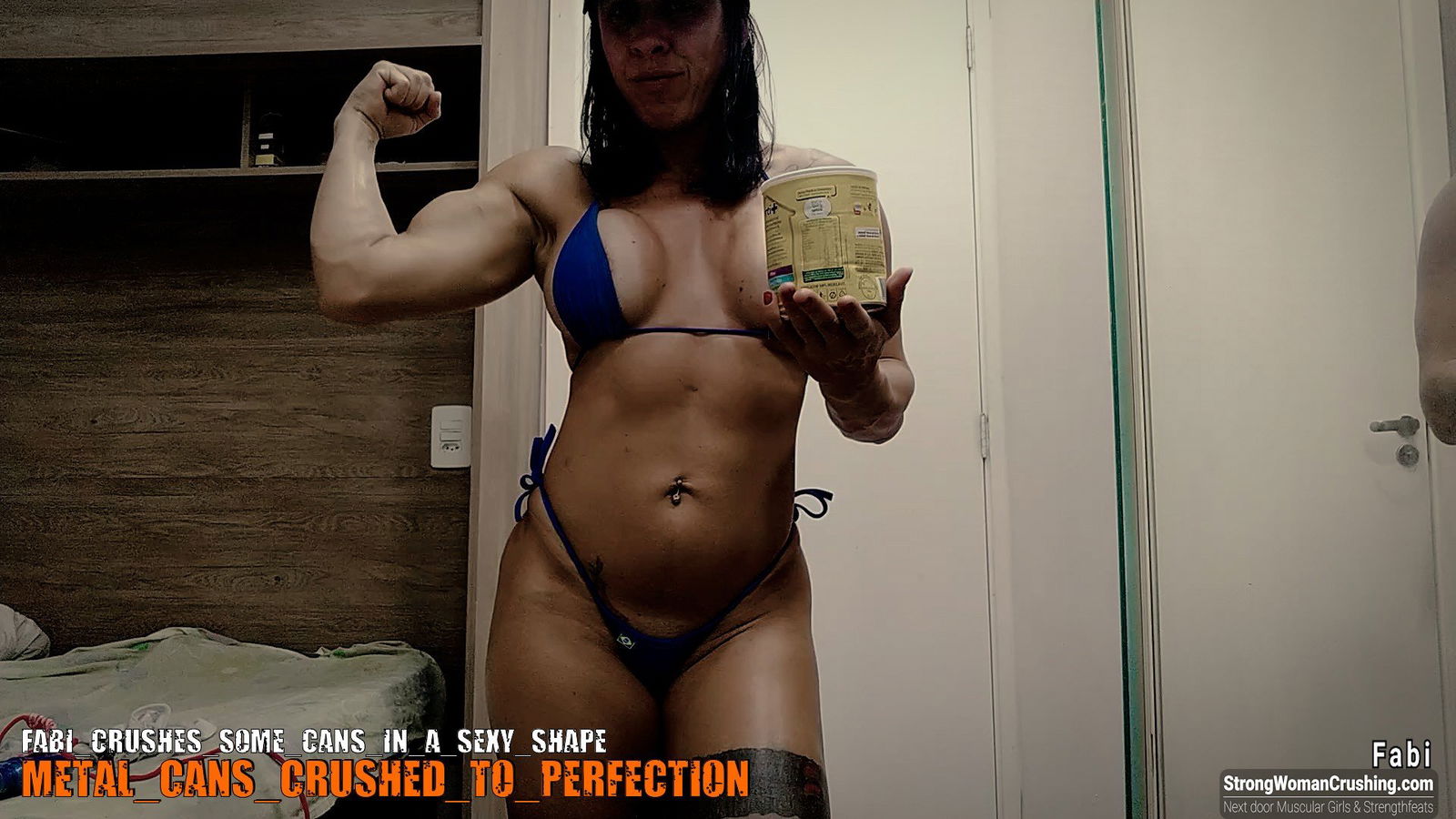 Album by MusclegirlStrength with the username @MusclegirlStrength, who is a brand user,  October 17, 2023 at 3:07 AM and the text says '🔥 Get ready to be amazed! 🔥

Watch Fabi, the epitome of strength and beauty, CRUSH cans like never before! 💪💥

Witness her powerful muscles in action and feel the adrenaline rush! 😱🔝

Don't miss out on this jaw-dropping video, only at..'