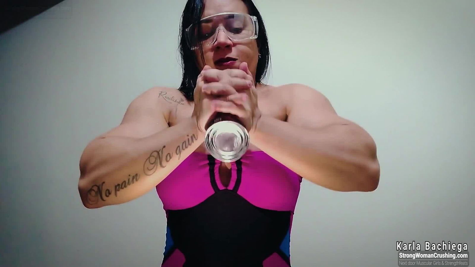 Watch the Photo by MusclegirlStrength with the username @MusclegirlStrength, who is a brand user, posted on August 24, 2023 and the text says '💪 Check out Karla Bachiega, the muscular destroyer! 💪 Get your membership now to watch her video and learn her secrets 🤩 at https://www.strongwomancrushing.com/ 🤩 #strongwoman #karla #muscular #destroyer #crushing'