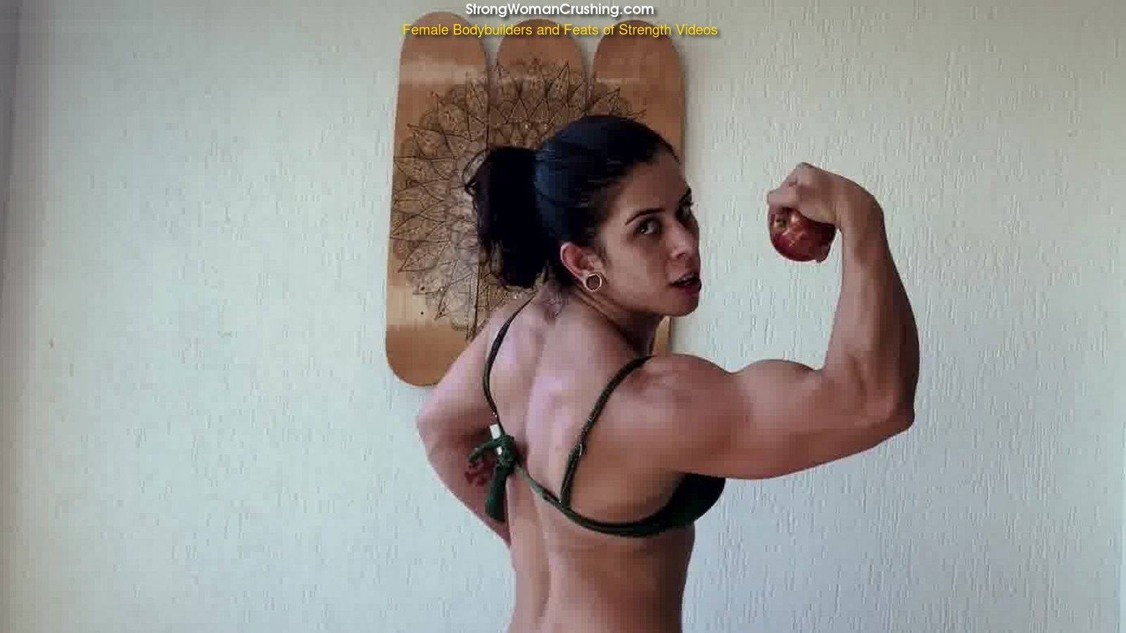 Album by MusclegirlStrength with the username @MusclegirlStrength, who is a brand user,  April 18, 2024 at 12:30 PM and the text says 'Sassenach Smashes Apples with Insane Strength!: StrongWomanCrushing.com

#musclegirl #musclegirllove #femalemuscle #femalemuscles #featsofstrength #MuscleCrush #PowerfulWomen #StrengthAndFruit'