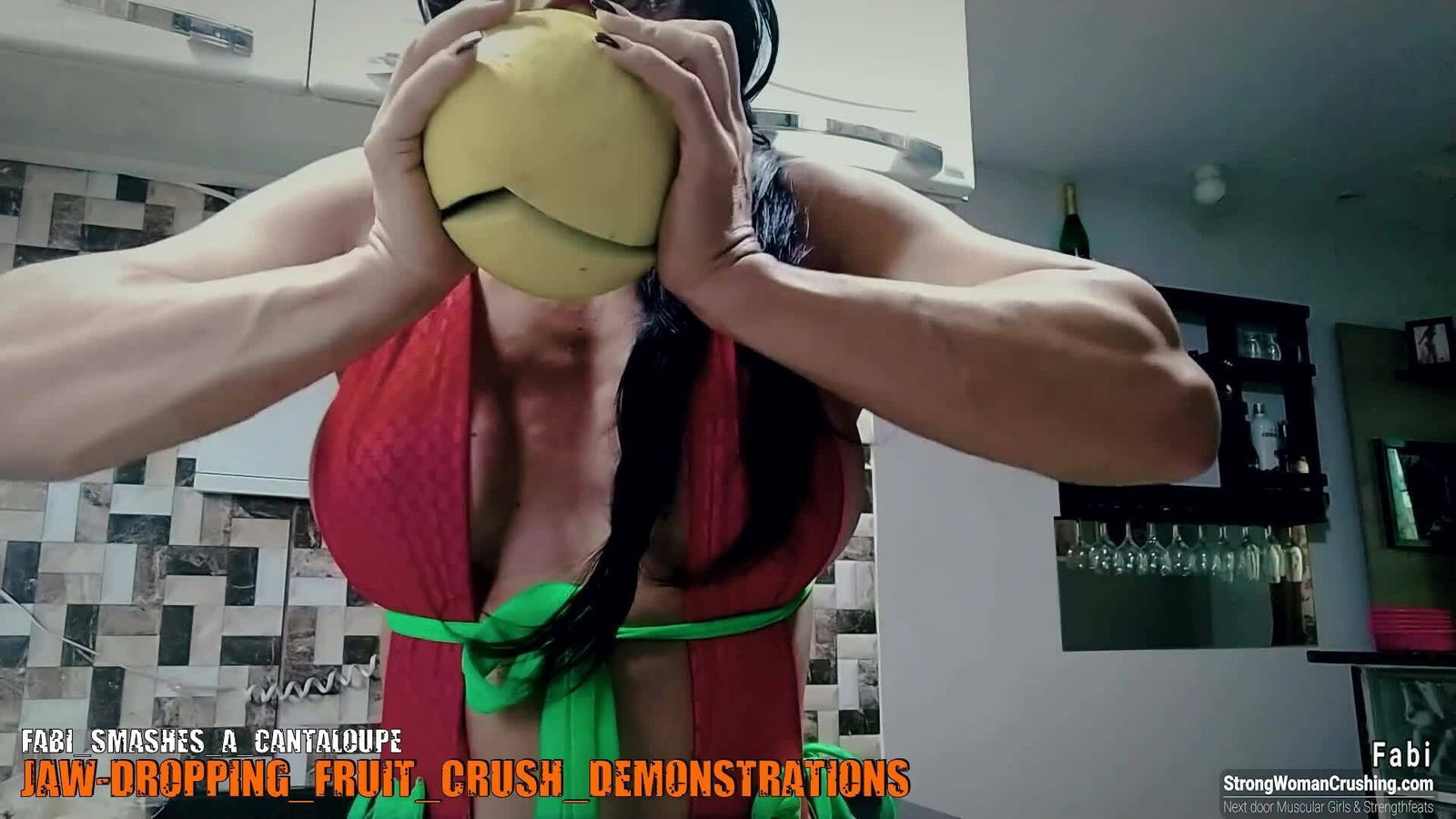 Watch the Photo by MusclegirlStrength with the username @MusclegirlStrength, who is a brand user, posted on September 20, 2023 and the text says '🔥💥 Check out this awesome video of Fabi crushing a cantaloupe! 🍉 Visit www.strongwomancrushing.com to check out our memberships to watch the full video! #strongwoman #fabi #cantaloupe #crushing #smasheverything'