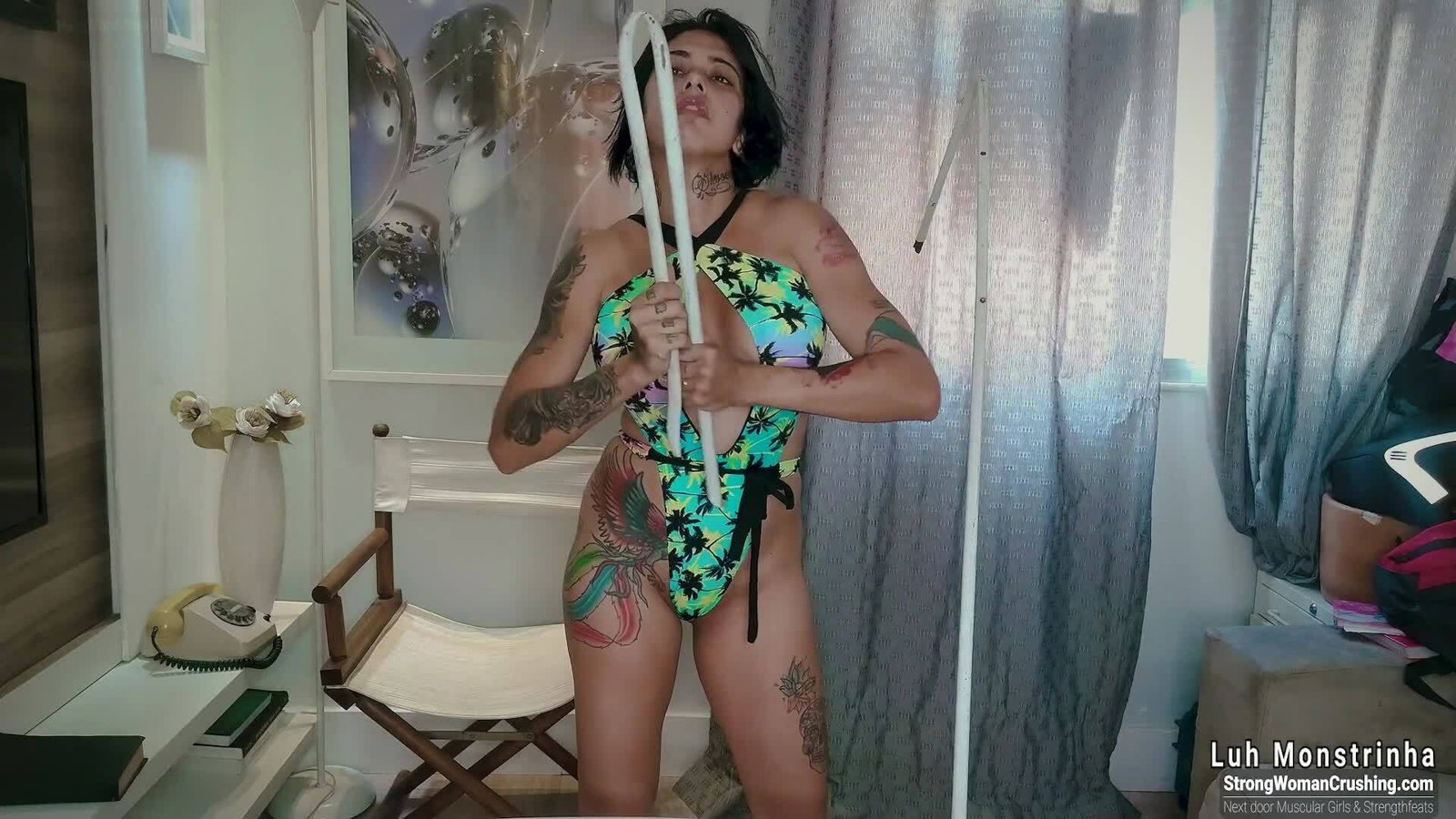 Watch the Photo by MusclegirlStrength with the username @MusclegirlStrength, who is a brand user, posted on August 24, 2023 and the text says '👀🤩Check out the 🔥 new video of Luh Monstrinha smashing a cloth stand in a swimsuit! 🤩💥 Click the link to get your membership and watch it now: https://www.strongwomancrushing.com/ 💪🏻 #LuhMonstrinha #Smash #StrongWomanCrushing #PoolParty..'