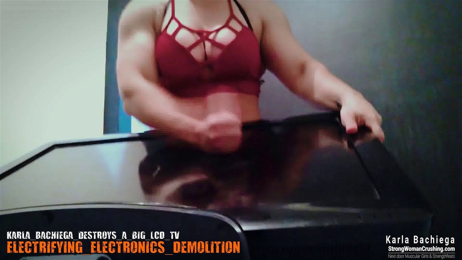Photo by MusclegirlStrength with the username @MusclegirlStrength, who is a brand user,  November 6, 2023 at 9:50 PM and the text says 'Visit www.StrongWomanCrushing.com and become a member today!

🔥 Watch Karla Bachiega Destroy a Big LCD TV! 🔥

🔥💪 Get ready to witness the incredible power and strength of Karla, a muscular female bodybuilder, as she demolishes a massive LCD TV..'