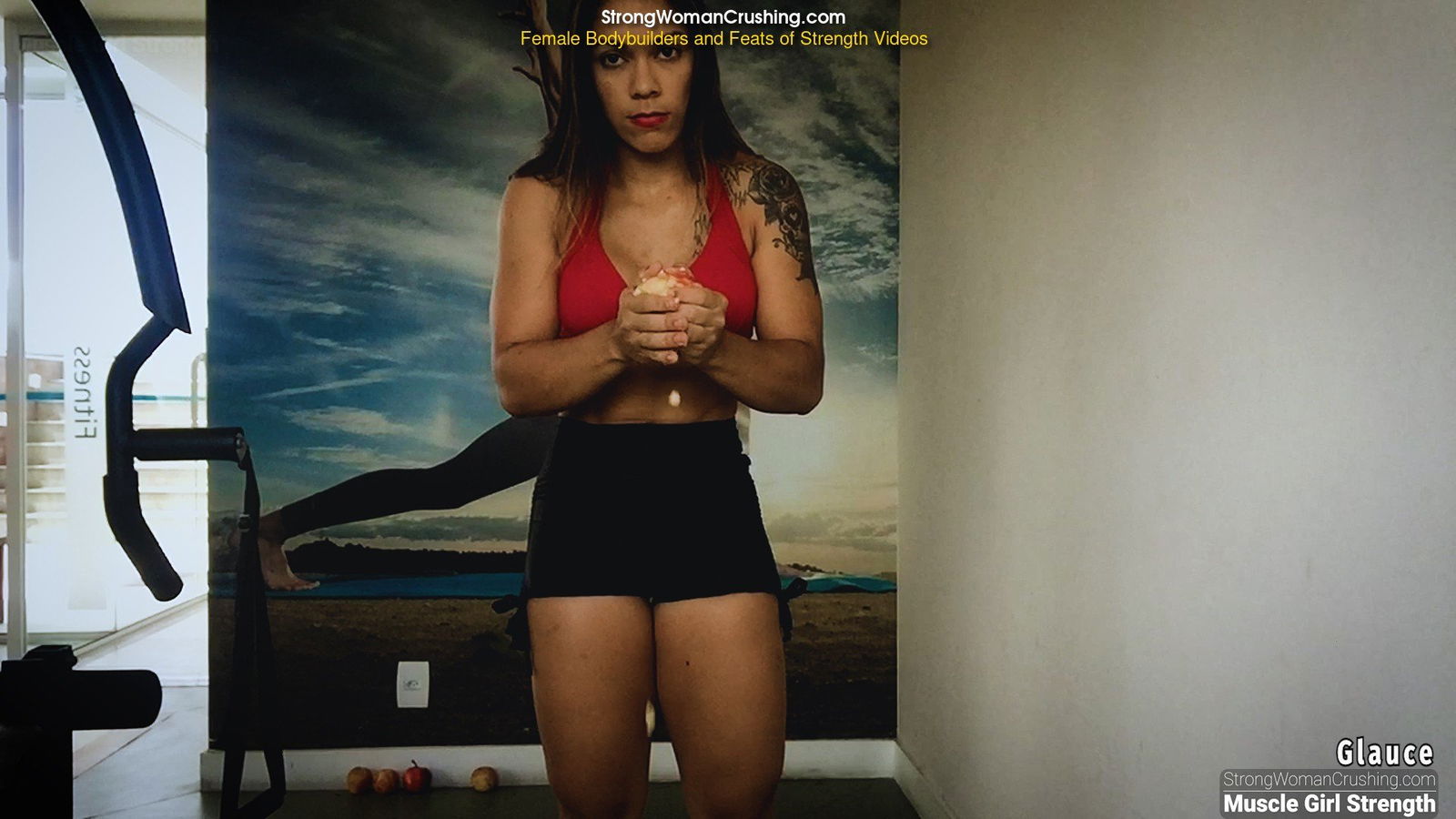 Album by MusclegirlStrength with the username @MusclegirlStrength, who is a brand user,  June 3, 2024 at 3:09 PM and the text says 'Glauce Crushes Apples with Raw Power!:
https://www.strongwomancrushing.com/2019/02/06/glauce-apple-crush/

Glauce crushed an apple with her powerful muscles and strength!

#musclegirl #musclegirllove #femalemuscle #femalemuscles #featsofstrength..'