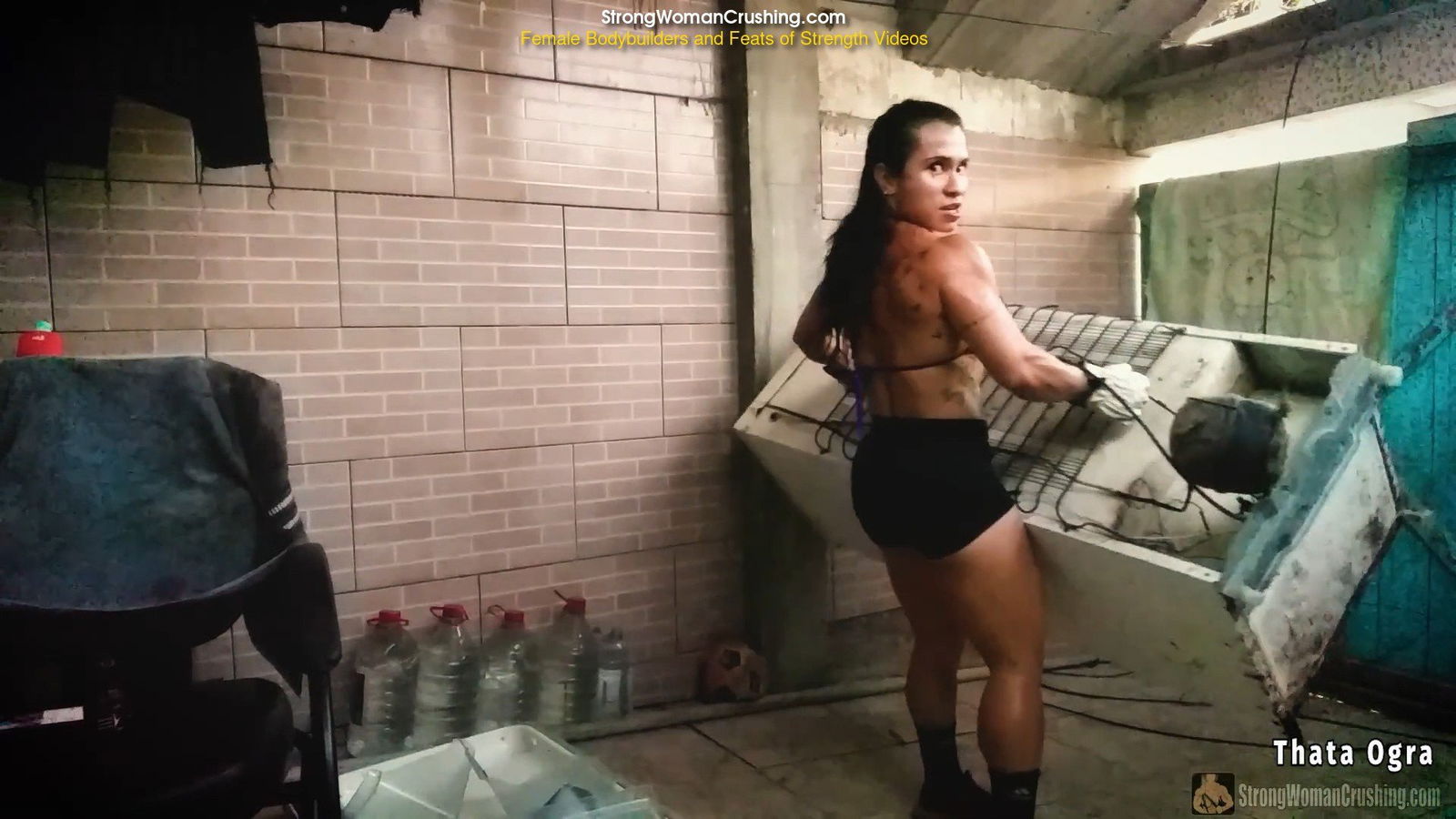 Photo by MusclegirlStrength with the username @MusclegirlStrength, who is a brand user,  May 2, 2024 at 11:52 AM and the text says 'Muscle Queen vs Fridge: Ultimate Strength Showdown!: https://www.strongwomancrushing.com/

#musclegirl #musclegirllove #femalemuscle #femalemuscles #featsofstrength #MuscleMadness #StrengthInAction #PowerfulWomen'