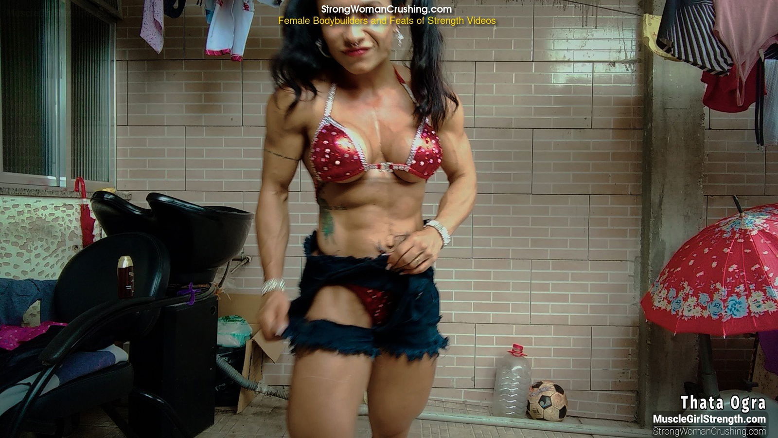 Album by MusclegirlStrength with the username @MusclegirlStrength, who is a brand user,  June 5, 2024 at 1:26 PM and the text says 'Thata Ogra Unleashes Her Power - Clothes Ripping Showdown!:
https://www.strongwomancrushing.com/2021/12/10/thata-ogra-rips-her-clothes-like-a-goddess/

Thata Ogra uses her shredded physique and rips some clothes from her muscles.

#musclegirl..'