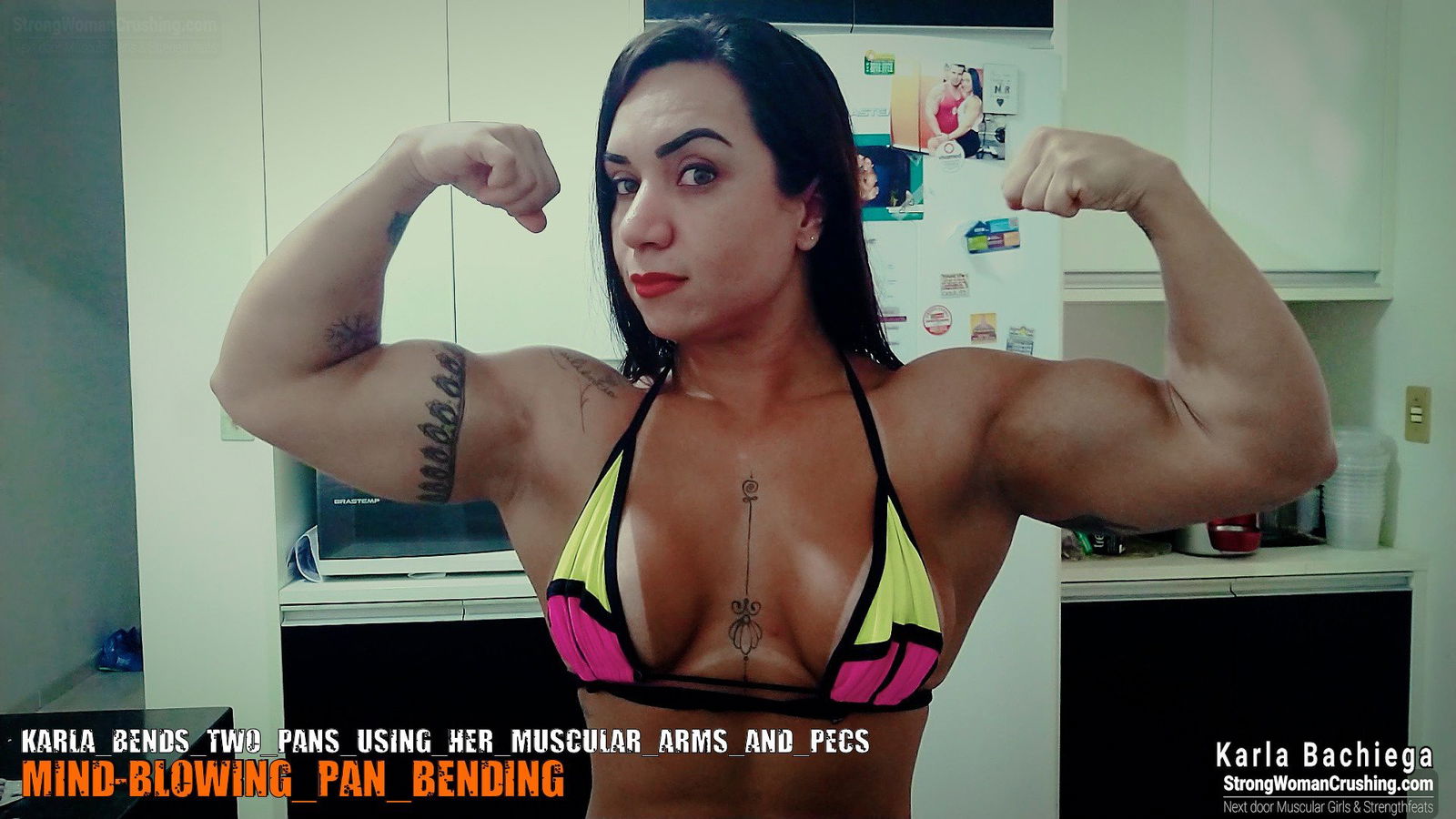 Photo by MusclegirlStrength with the username @MusclegirlStrength, who is a brand user,  January 10, 2024 at 3:45 AM and the text says 'Unbelievable Strength: Watch Karla Bend Pans with Her Mighty Arms!
https://bit.ly/33fzH36
#MuscularGoddesses #PowerfulWomen #FlexingFemales #StrengthAndSensuality #IronQueens #MuscleCrushMonday #BendItLikeHercules #LiftLikeAGoddess #CarCrushingChicks..'