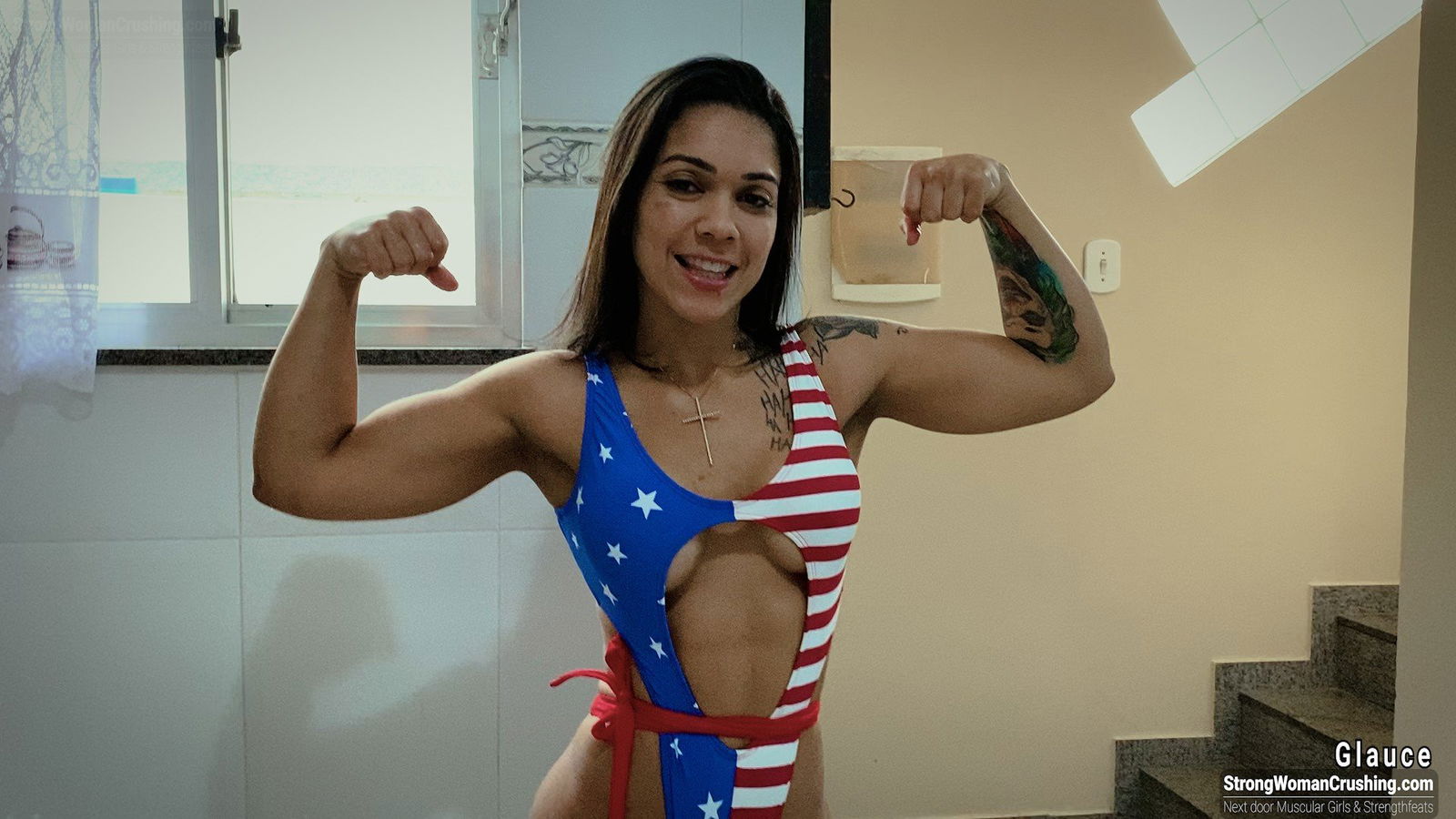 Album by MusclegirlStrength with the username @MusclegirlStrength, who is a brand user,  July 20, 2023 at 2:22 PM and the text says '🍎🔥💪 Check out the amazing video about Glauce's Muscular Apple Juicer and get a membership to watch it at StrongWomanCrushing.com! 🍎🔥💪 #Glauce #MuscularAppleJuicer #StrongWomanCrushing #AppleJuicer #PowerfulWoman'