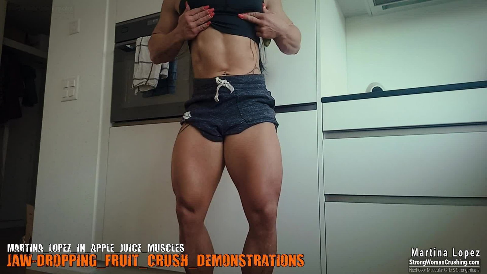 Photo by MusclegirlStrength with the username @MusclegirlStrength, who is a brand user,  October 3, 2023 at 12:04 PM and the text says '💪🏽 Check out the 🔥 video of Martina Lopez in apple juice muscles with Martina! 🍎 Get your membership now and watch it at www.strongwomancrushing.com 💻 #StrongWomanCrushing #MartinaLopez #AppleJuiceMuscles #FitnessGoals #FitnessMotivation'
