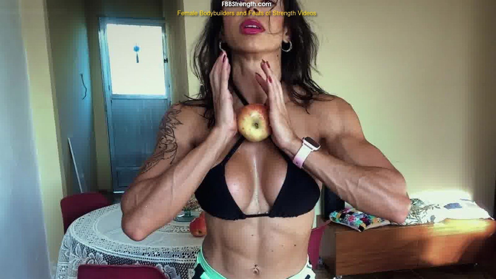 Photo by MusclegirlStrength with the username @MusclegirlStrength, who is a brand user,  April 13, 2024 at 12:17 PM and the text says 'Muscle Goddess Lidia Crushes Apples with Insane Strength!: StrongWomanCrushing.com

#musclegirl #musclegirllove #femalemuscle #femalemuscles #featsofstrength #StrongAppleSquad #MuscleCrushMonday #PowerfulFruitWarriors'