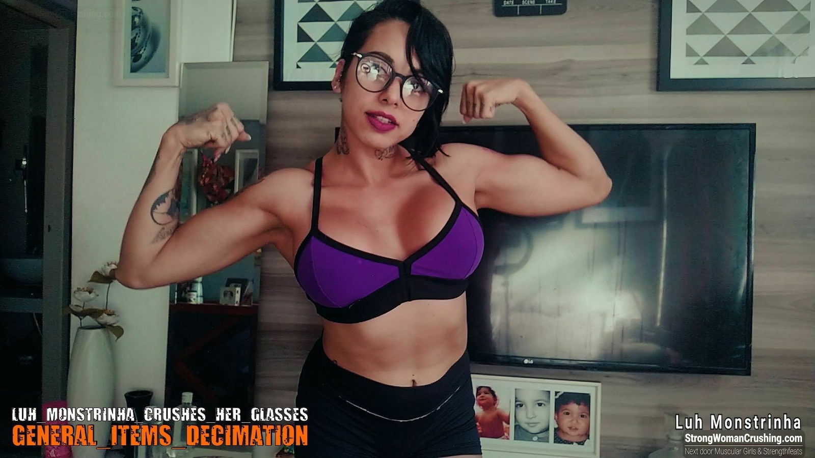 Photo by MusclegirlStrength with the username @MusclegirlStrength, who is a brand user,  September 9, 2023 at 12:30 PM and the text says '🤩Crush it like Luh Monstrinha! 🤼‍♀️Sign up to watch her smash her glasses on www.strongwomancrushing.com 🤩#StrongWomanCrushing #CrushIt #SmashIt #LuhMonstrinha #FitnessGoals'