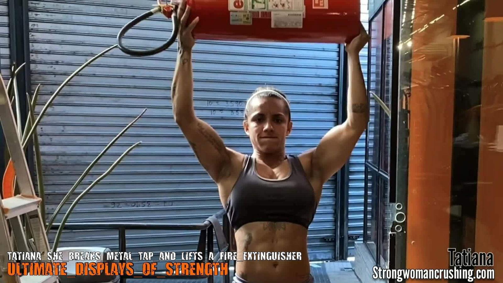 Photo by MusclegirlStrength with the username @MusclegirlStrength, who is a brand user,  August 27, 2023 at 12:15 AM and the text says '💪🔥 Check out this amazing video of Tatiana breaking metal and lifting a fire extinguisher! 🤩 Get your membership now to watch it at https://www.strongwomancrushing.com/ 🤩 #StrongWomanCrushing #WomenEmpowerment #FemaleStrength #Tatiana..'