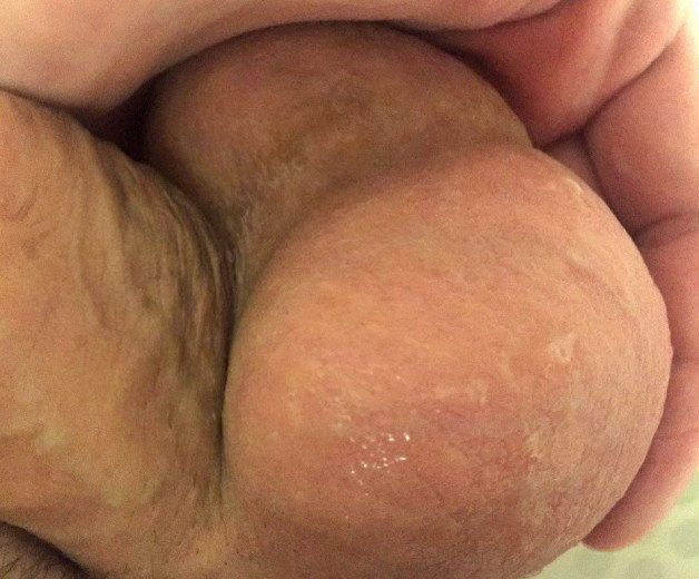 Photo by Bunny with the username @BunnyDick, posted on April 15, 2022. The post is about the topic Balls and the text says '#me #balls #testicles #scrotum'