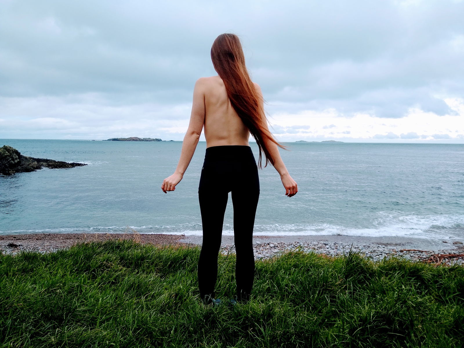 Photo by Redhead-lover with the username @Redhead-lover, who is a verified user,  December 10, 2020 at 2:59 PM. The post is about the topic NakedInNature and the text says 'Who doesnt love being topless at the sea!! 😁

#Me @redheadedbi'