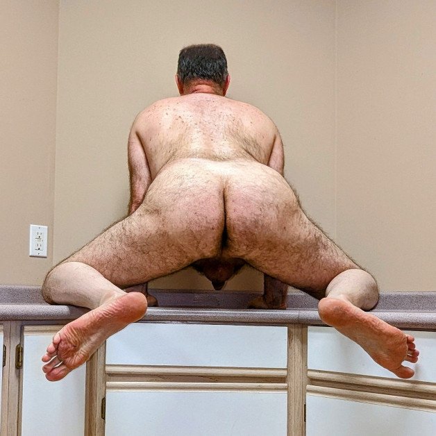 Photo by Cautious Curious with the username @CautiousCurious, who is a verified user,  June 25, 2023 at 1:06 AM. The post is about the topic Gay Hairy Men and the text says 'Squatting on the kitchen counter..
#me #ass #hairy #asshole #feet #cautiouscurious'