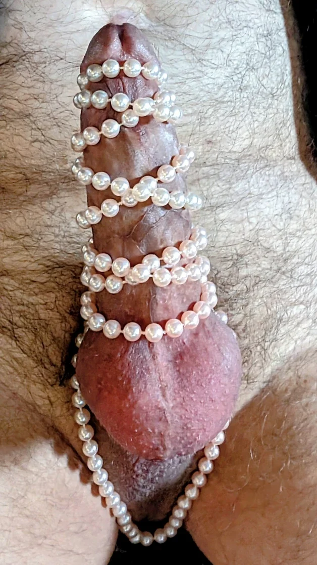 Photo by Cautious Curious with the username @CautiousCurious, who is a verified user,  April 11, 2024 at 1:47 PM. The post is about the topic Cut cocks and the text says 'My cock wrapped in a pearl necklace.
#me #cock #hardcock #erection #balls #hairy #cautiouscurious'